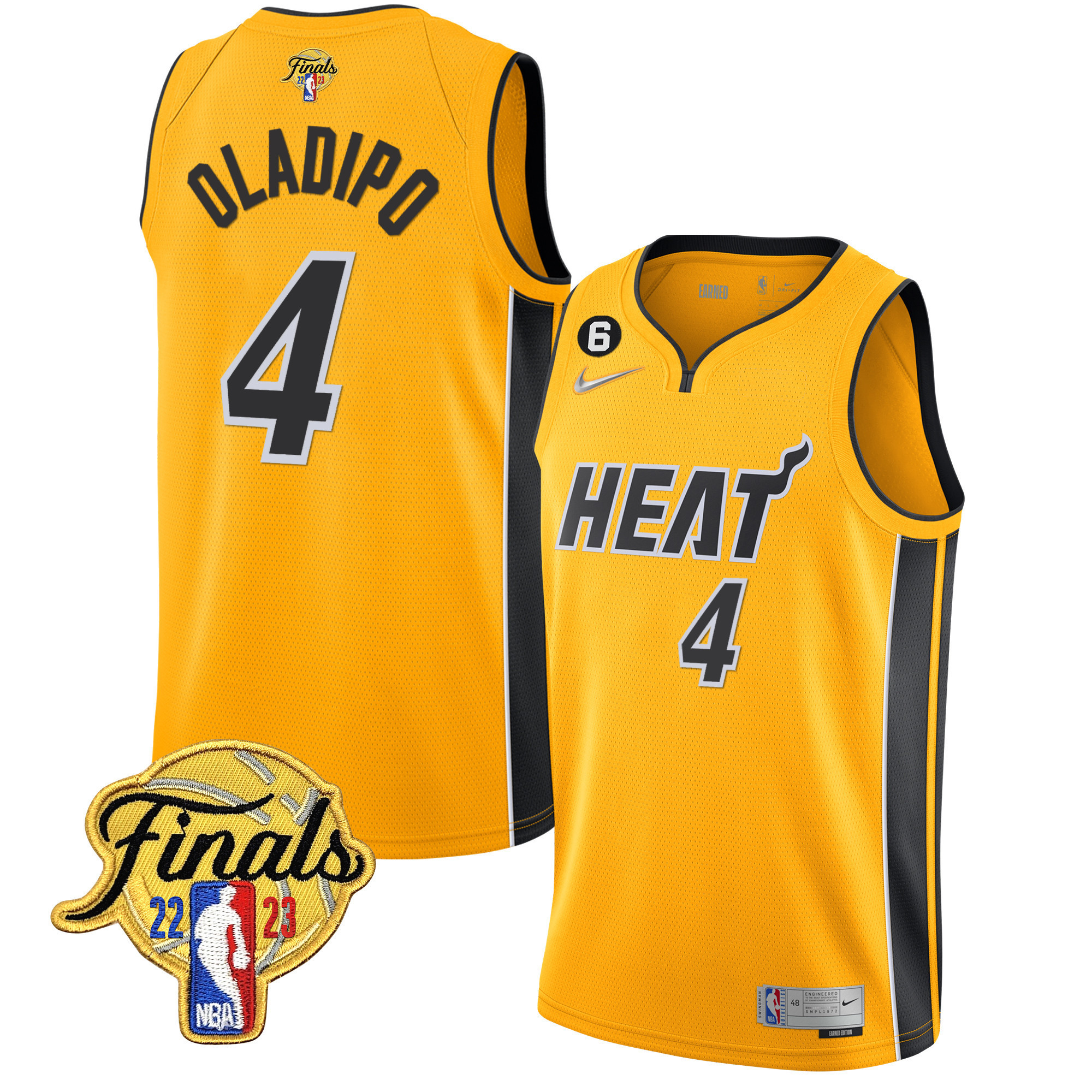 Victor Oladipo Men's Miami Heat Finals Patch Collection V5 Gold Jersey - All Stitched
