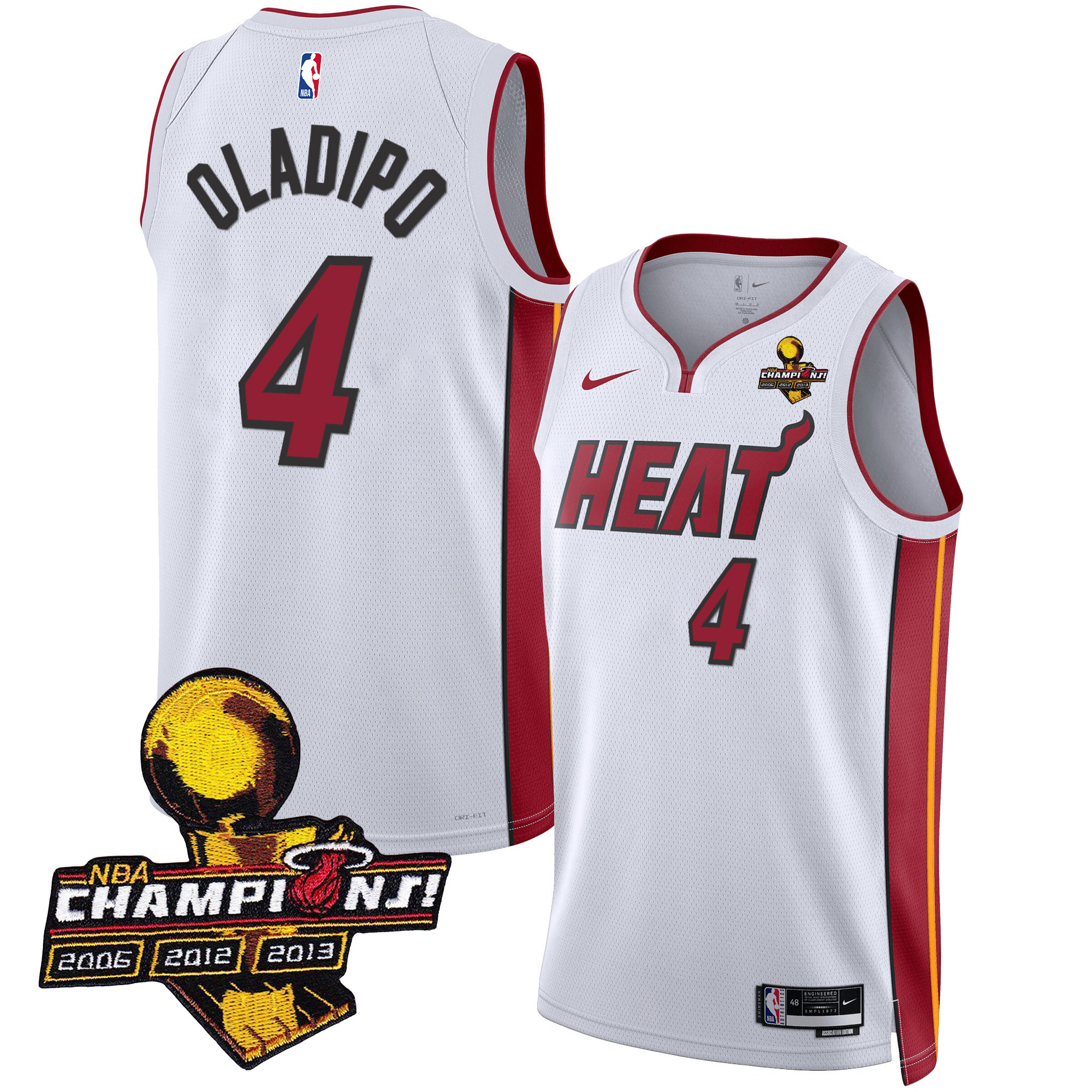 Victor Oladipo Men's Miami Heat 3-Time Champions Patch Collection Association Jersey - All Stitched