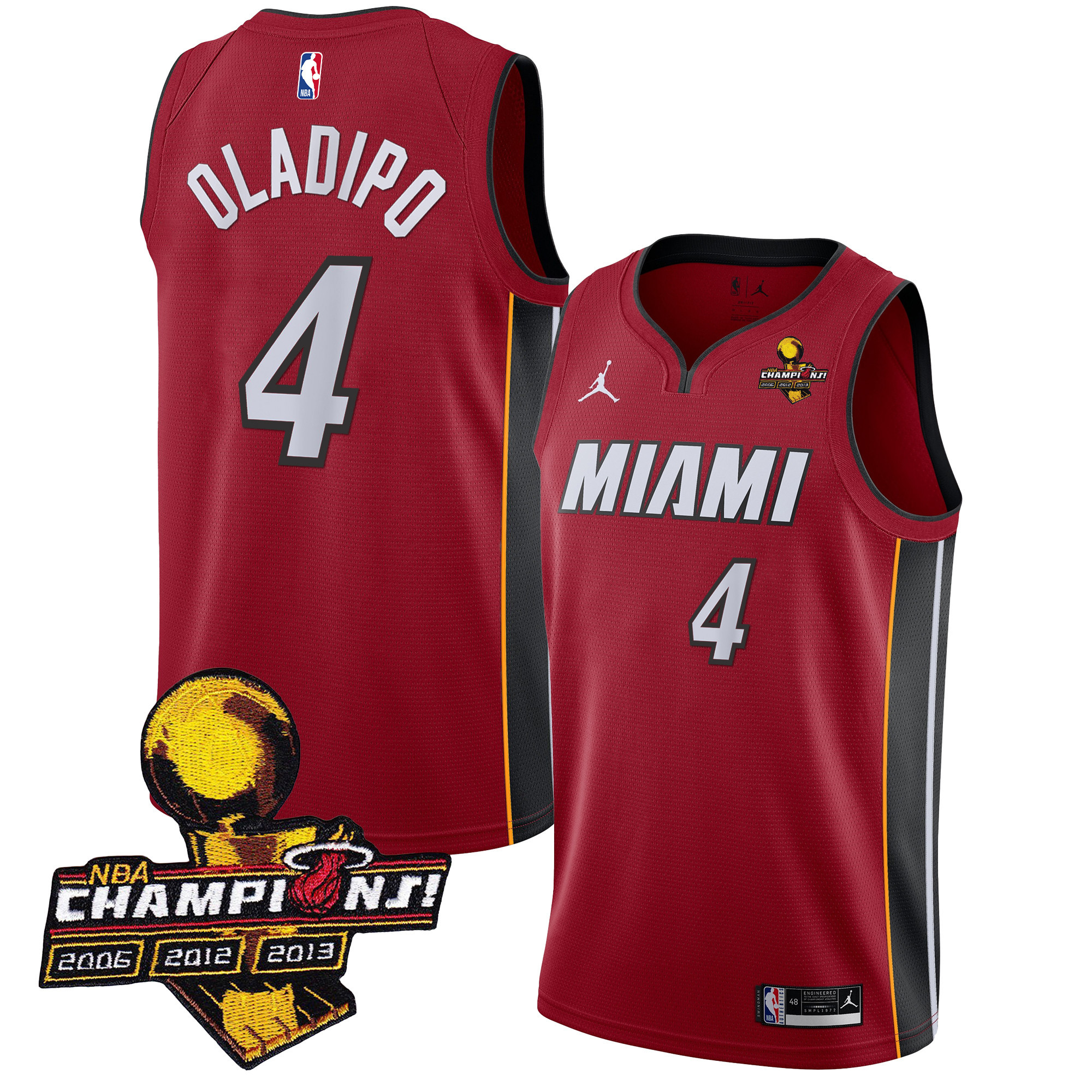 Victor Oladipo Men's Miami Heat 3-Time Champions Patch Collection Statement Jersey - All Stitched