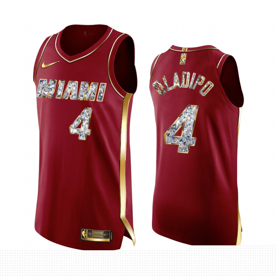 Victor Oladipo Red #4 Miami Heat Playoffs Jersey Diamond Edition