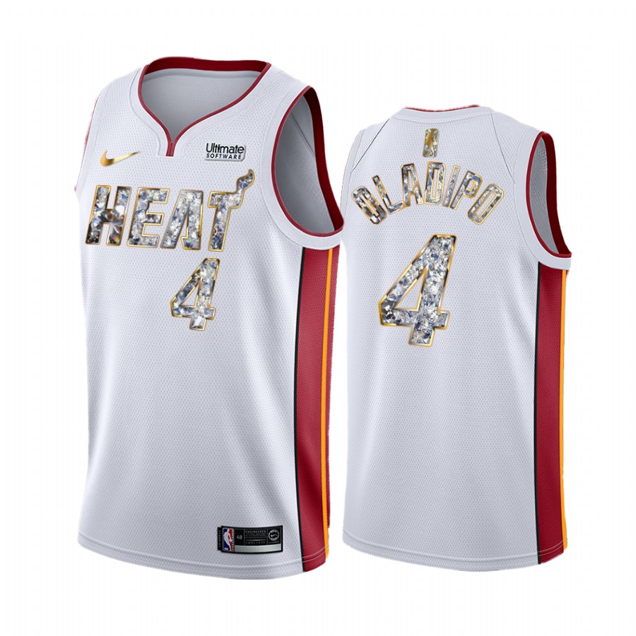 Victor Oladipo White Hot Miami Heat #4 White Jersey 75th Diamond