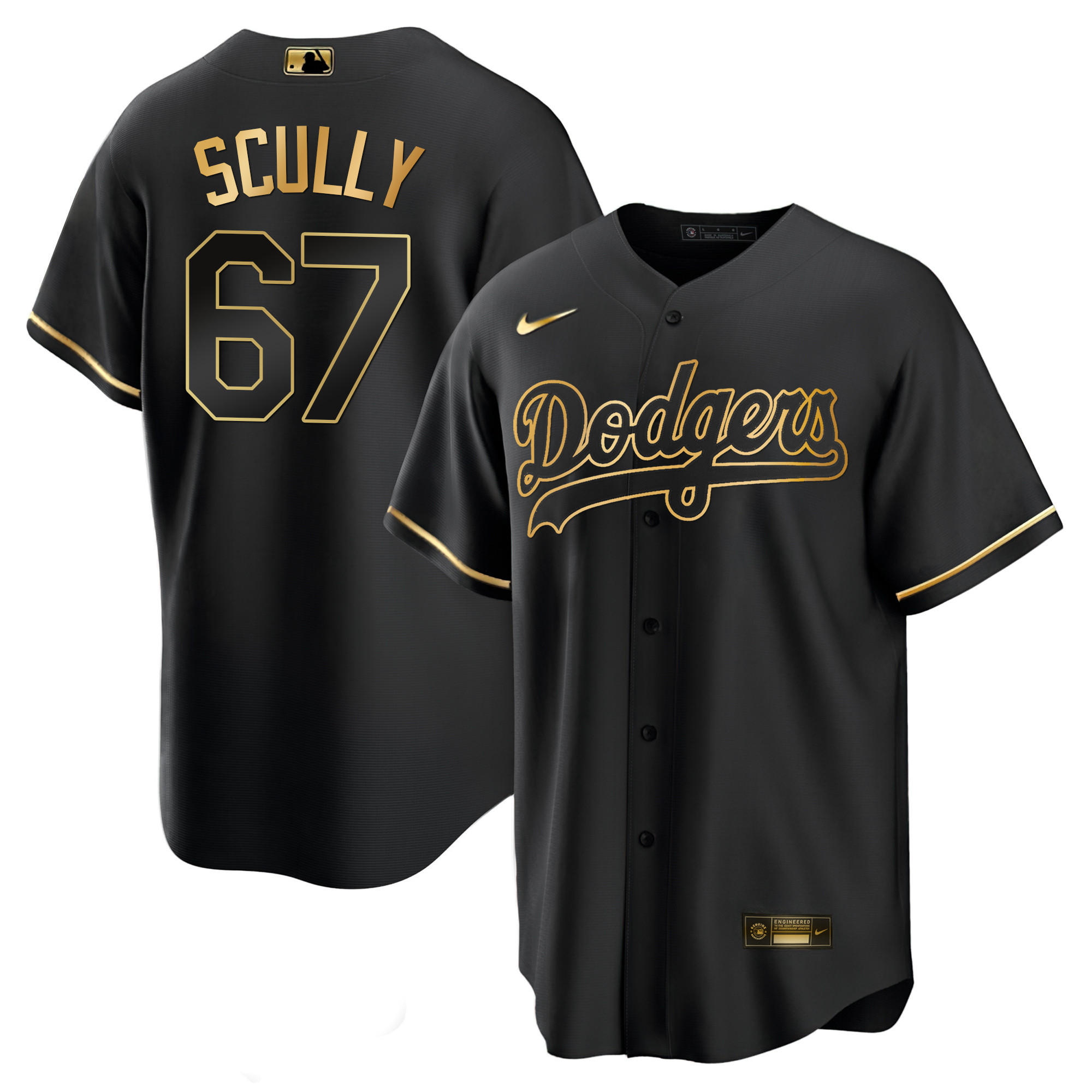 Vin Scully Men's Los Angeles Dodgers Black Limited & Gold Cool Black Gold Jersey