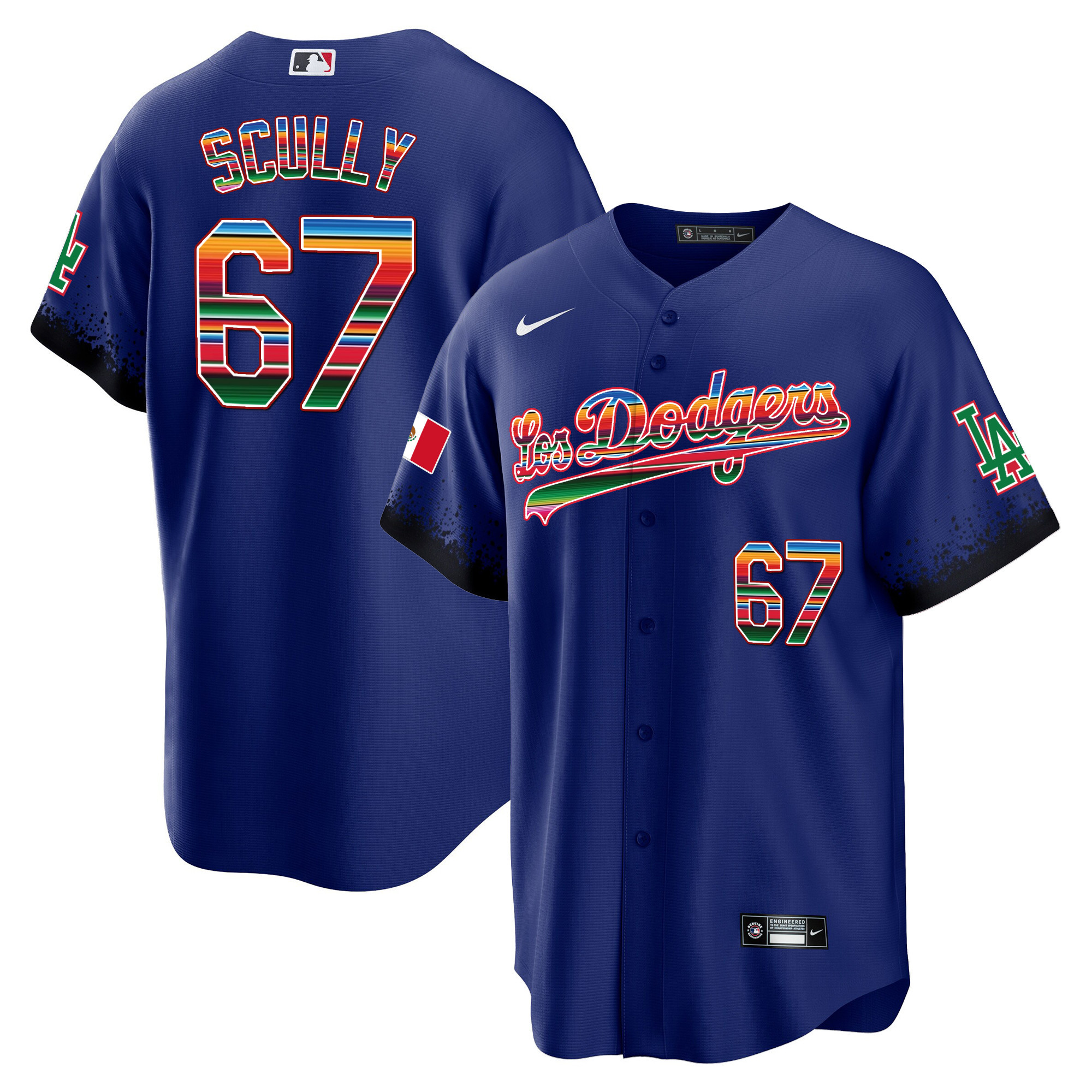 Vin Scully Men's Los Angeles Dodgers Mexico Cool Base City Connect Limited Royal Jersey