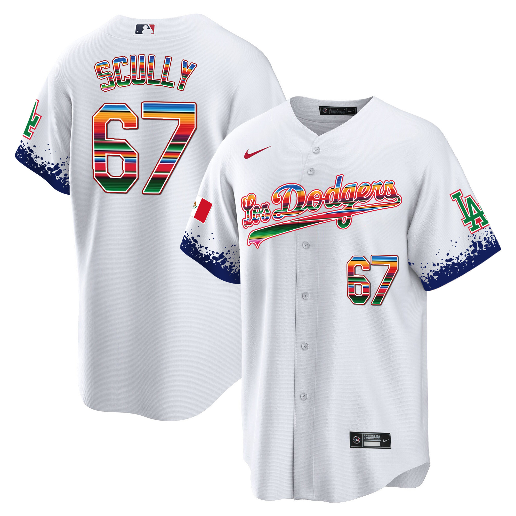 Vin Scully Men's Los Angeles Dodgers Mexico Cool Base City Connect Limited White Jersey