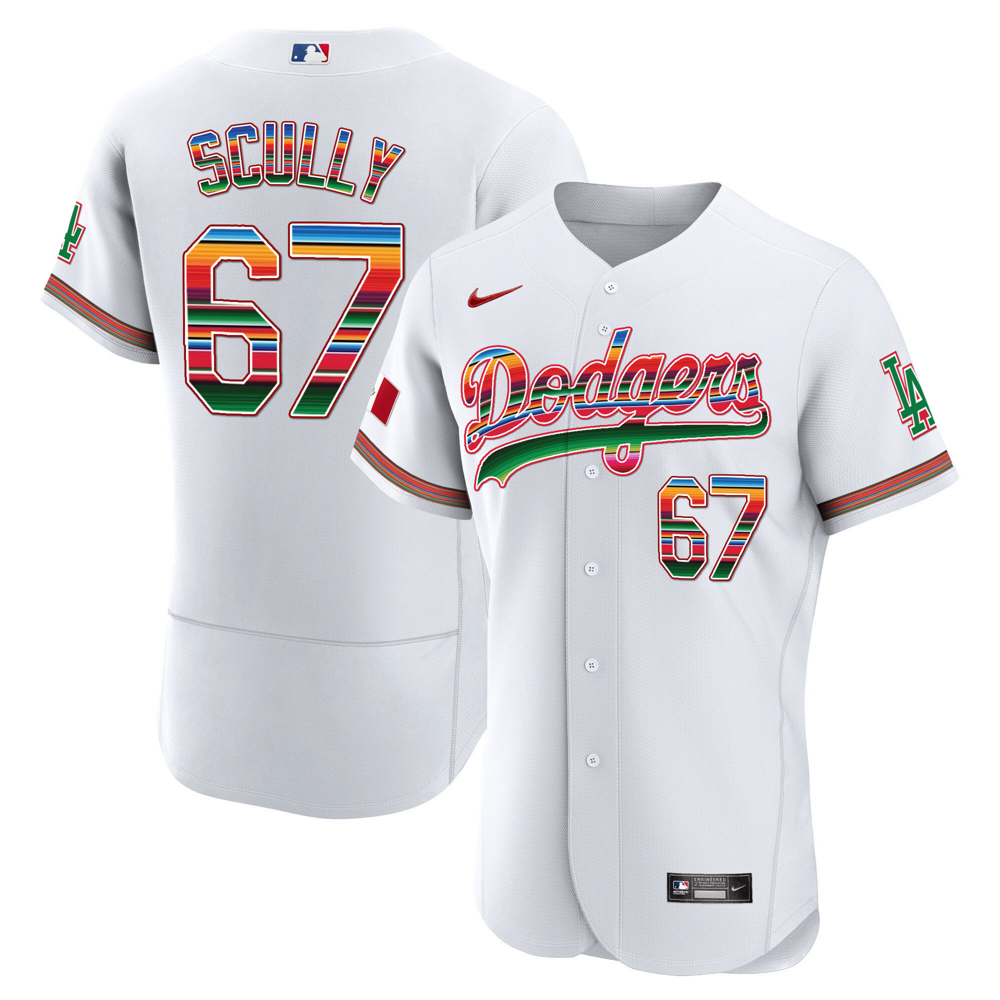 Vin Scully Men's Los Angeles Dodgers Mexico Flex Base Limited White Jersey