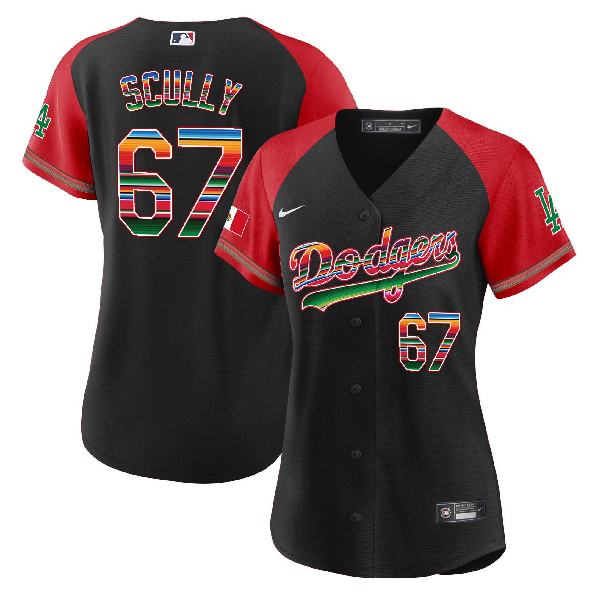 Vin Scully Women's Los Angeles Dodgers Mexico Alternate Baseball Black Jersey