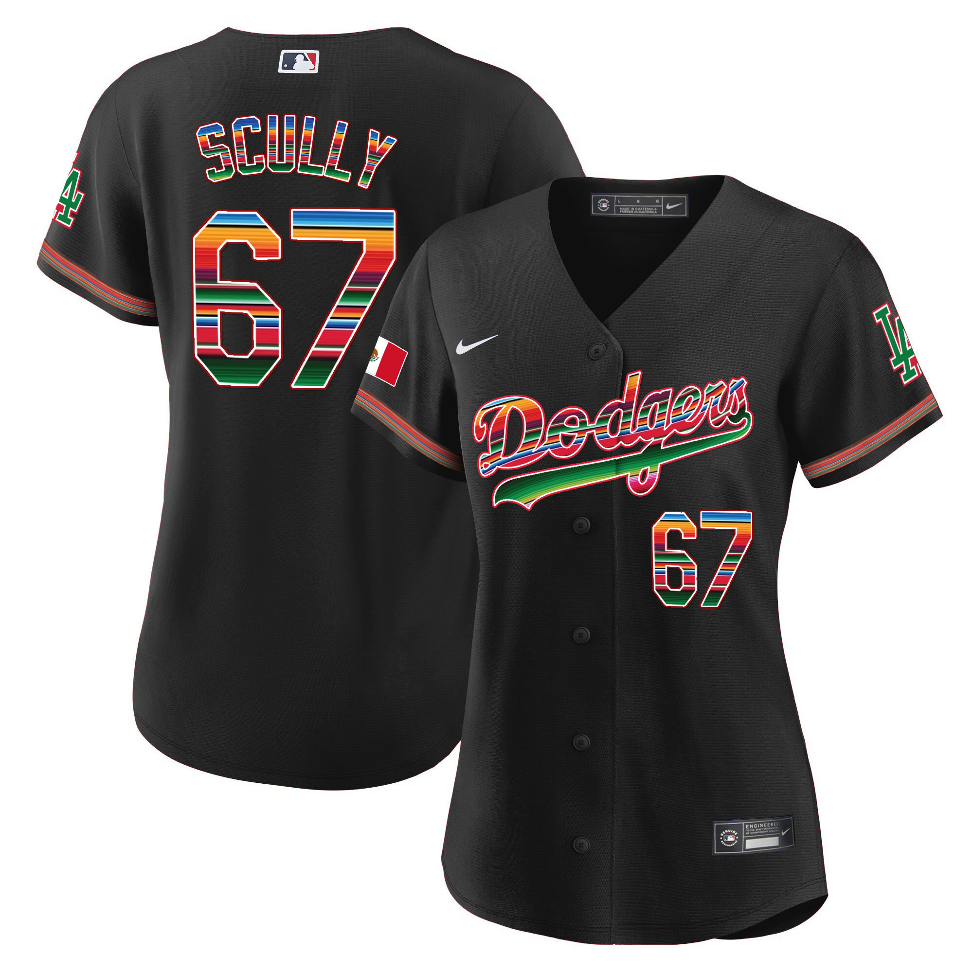 Vin Scully Women's Los Angeles Dodgers Mexico Baseball Limited Black Jersey