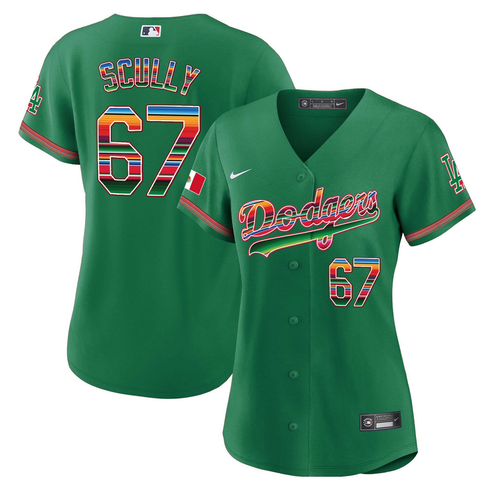 Vin Scully Women's Los Angeles Dodgers Mexico Baseball Limited Green Jersey