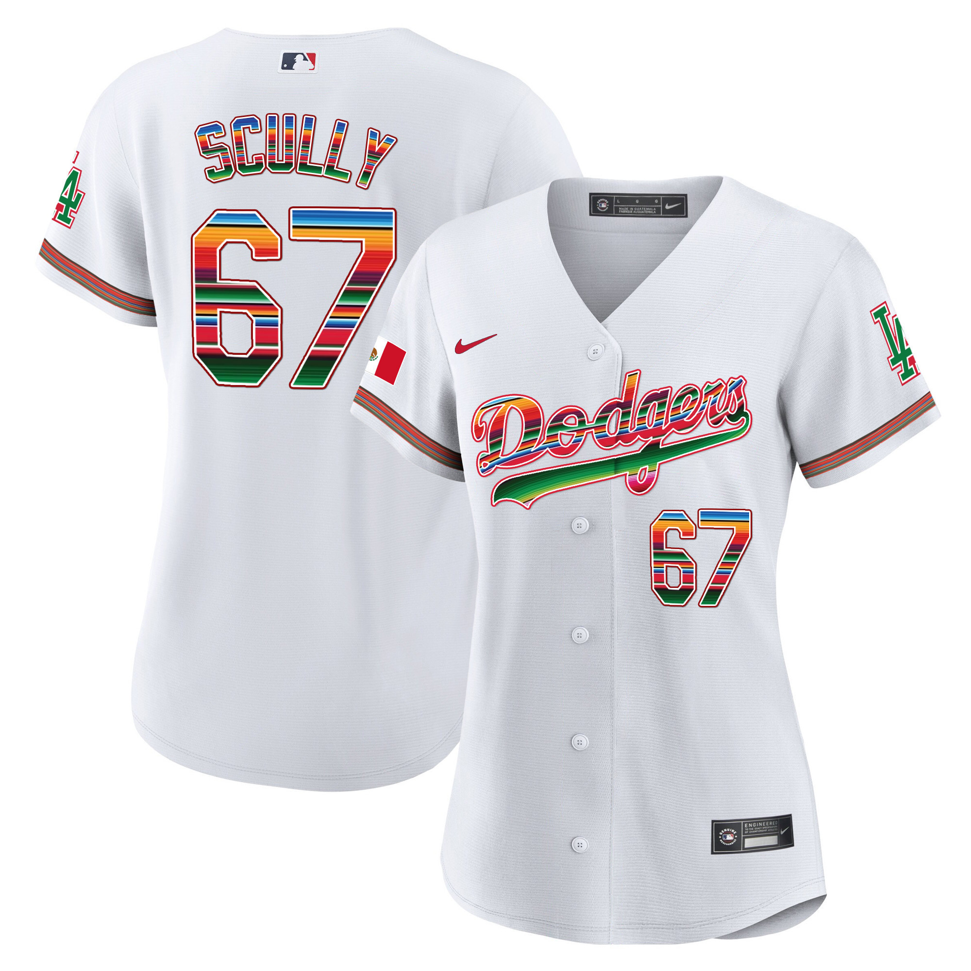Vin Scully Women's Los Angeles Dodgers Mexico Baseball Limited White Jersey