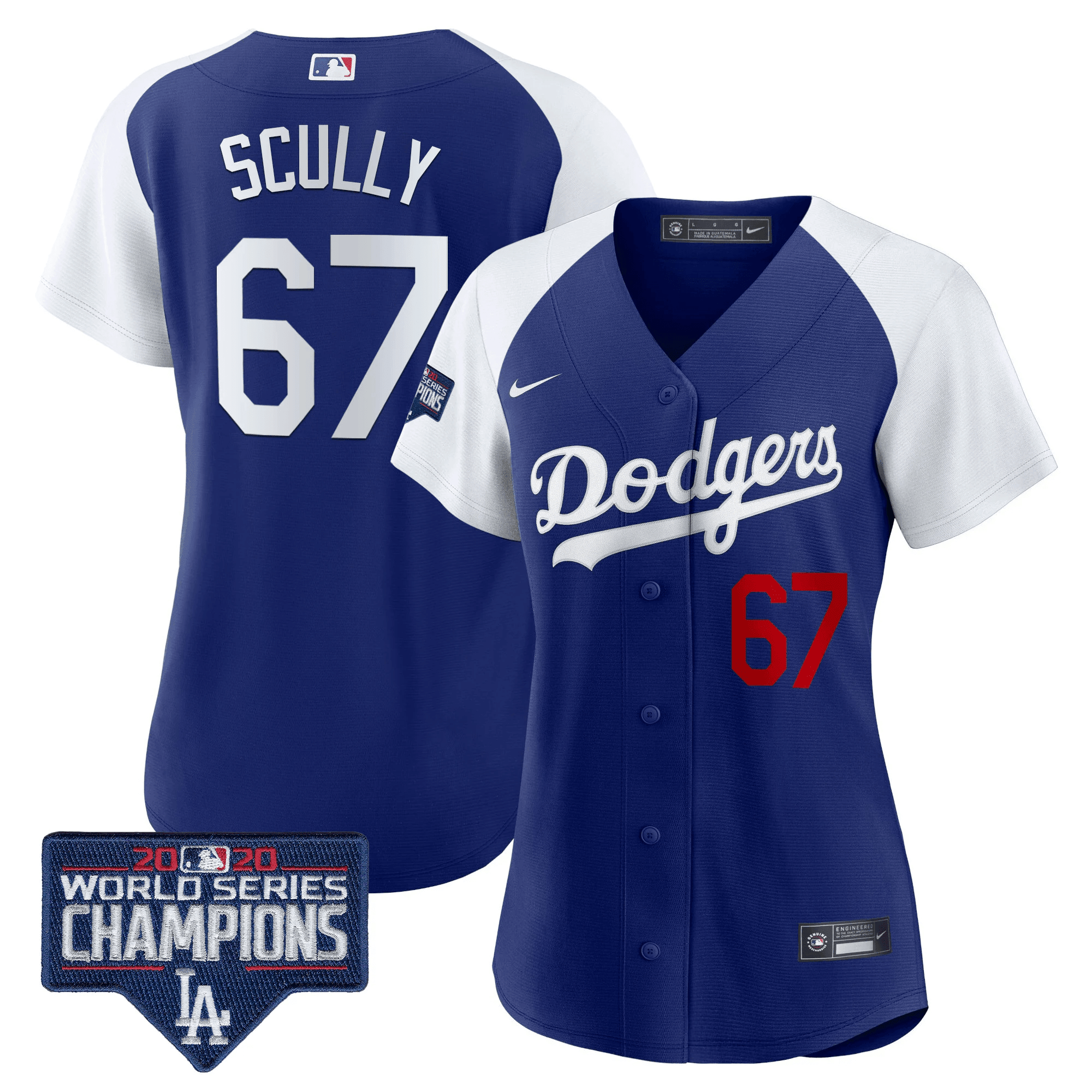 Vin Scully Women's Los Angeles Dodgers World Series Champions Patch Alternate Royal Jersey