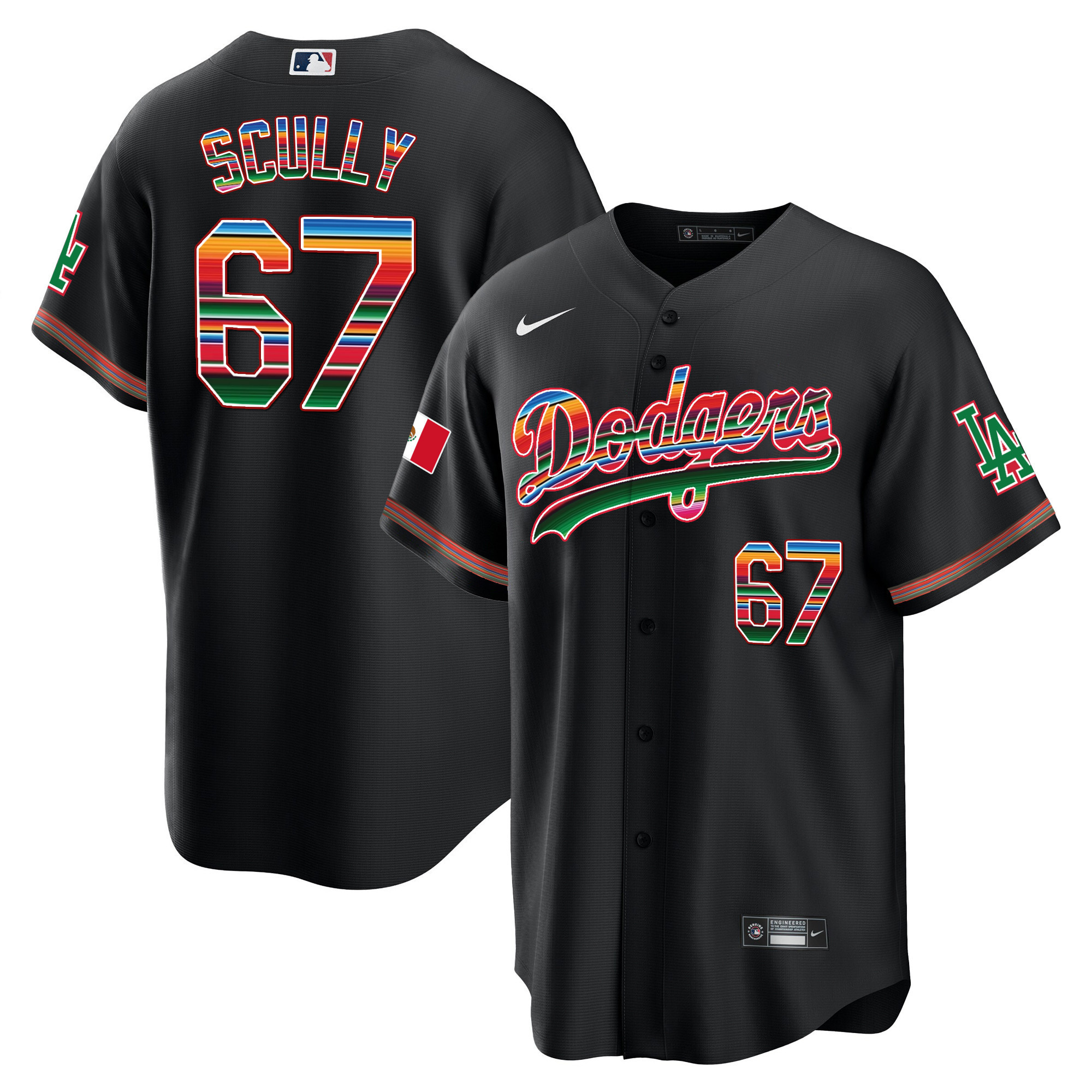 Vin Scully Youth's Los Angeles Dodgers Mexico Cool Base Limited Black Jersey