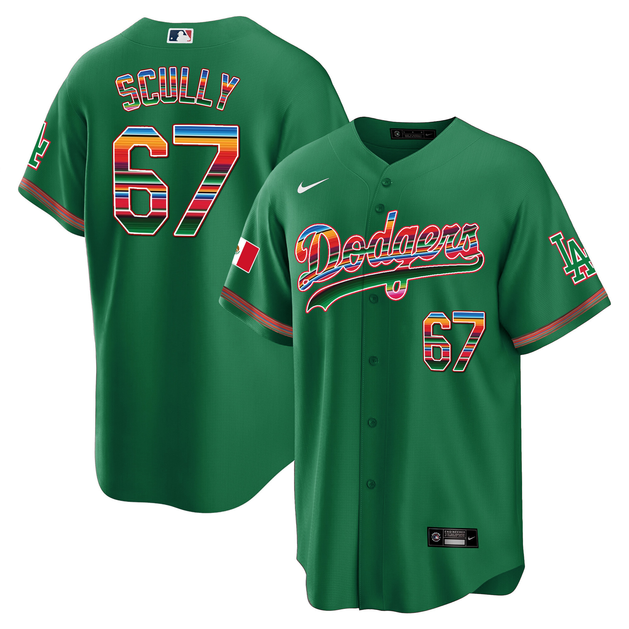 Vin Scully Youth's Los Angeles Dodgers Mexico Cool Base Limited Green Jersey