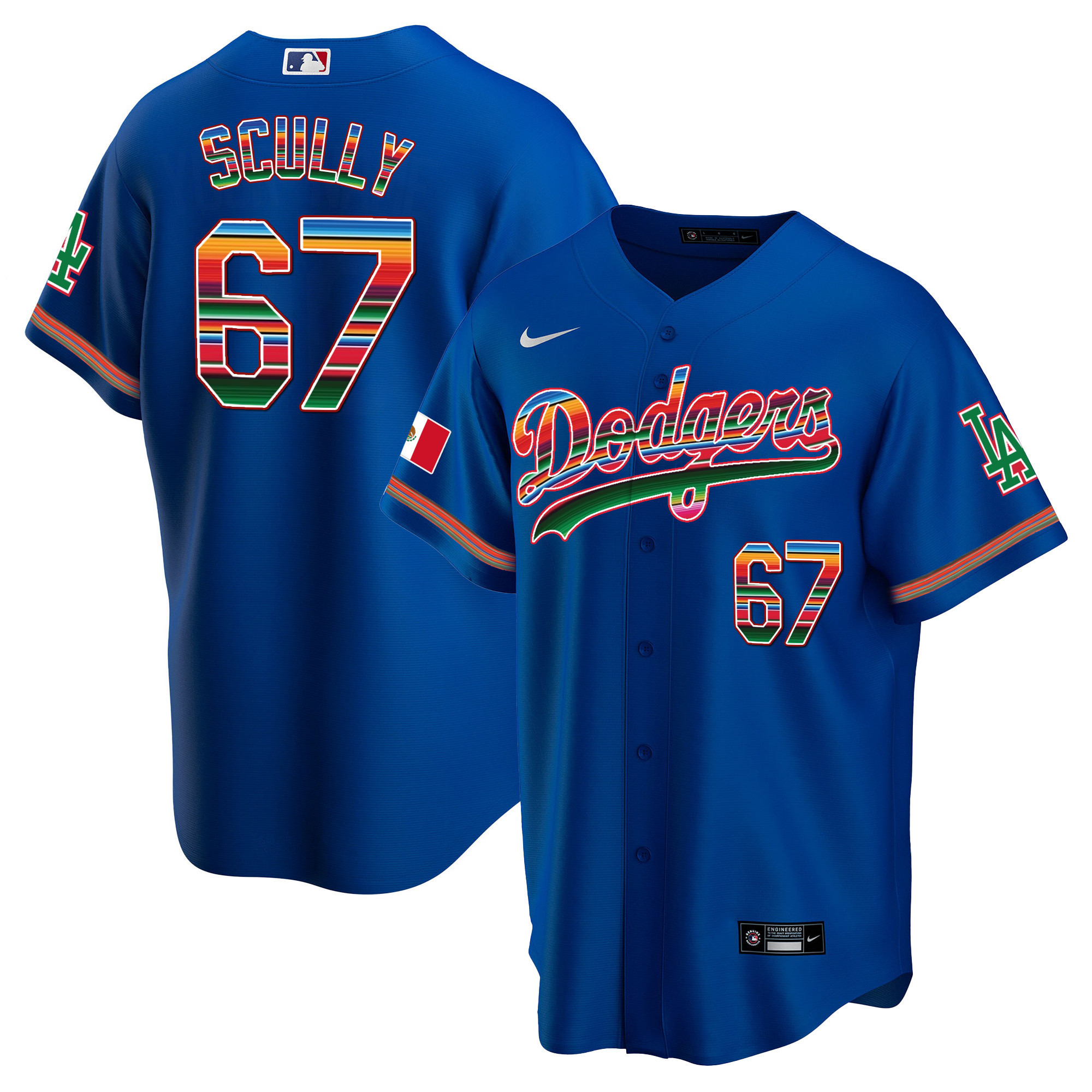 Vin Scully Youth's Los Angeles Dodgers Mexico Cool Base Limited Royal Jersey