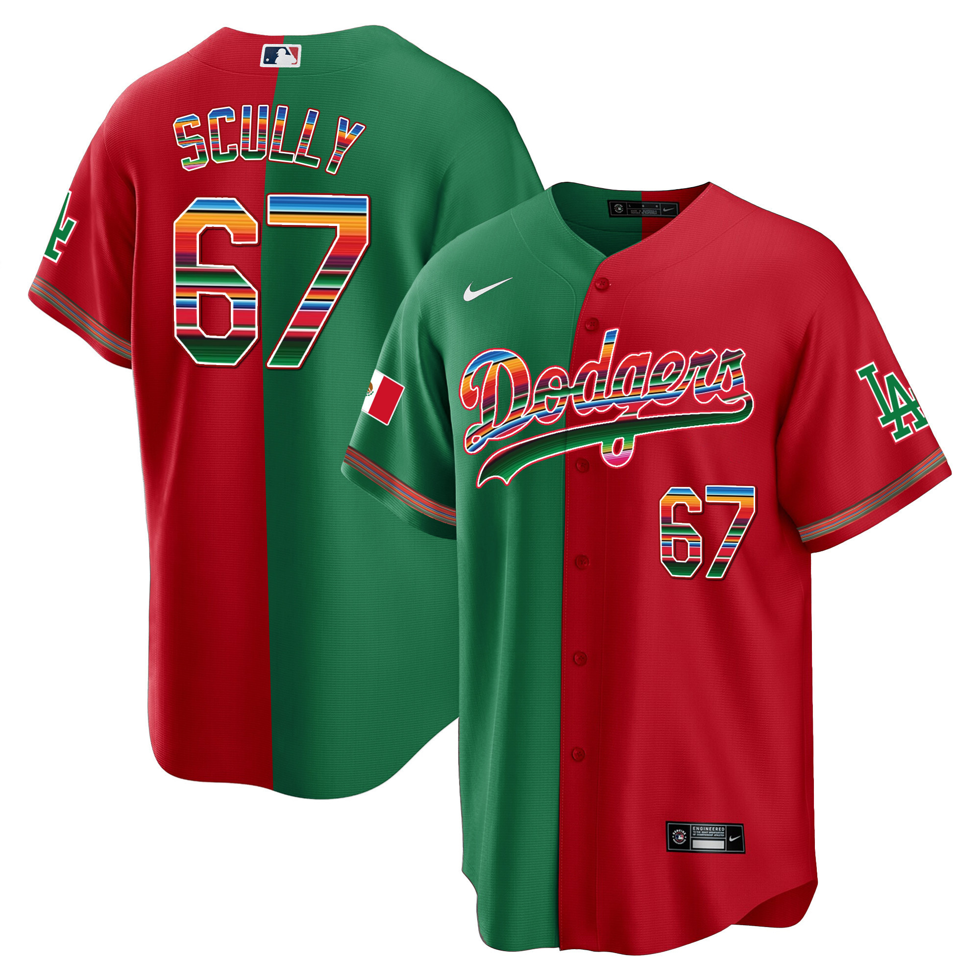 Vin Scully Youth's Los Angeles Dodgers Mexico Cool Base Limited Split Jersey
