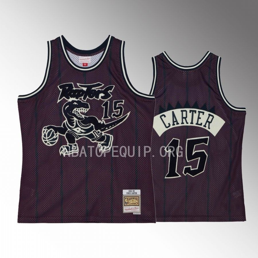 Vince Carter Toronto Raptors #15 Off Court Chenille Jersey Purple Hardwood Classics 1998-99 Men
