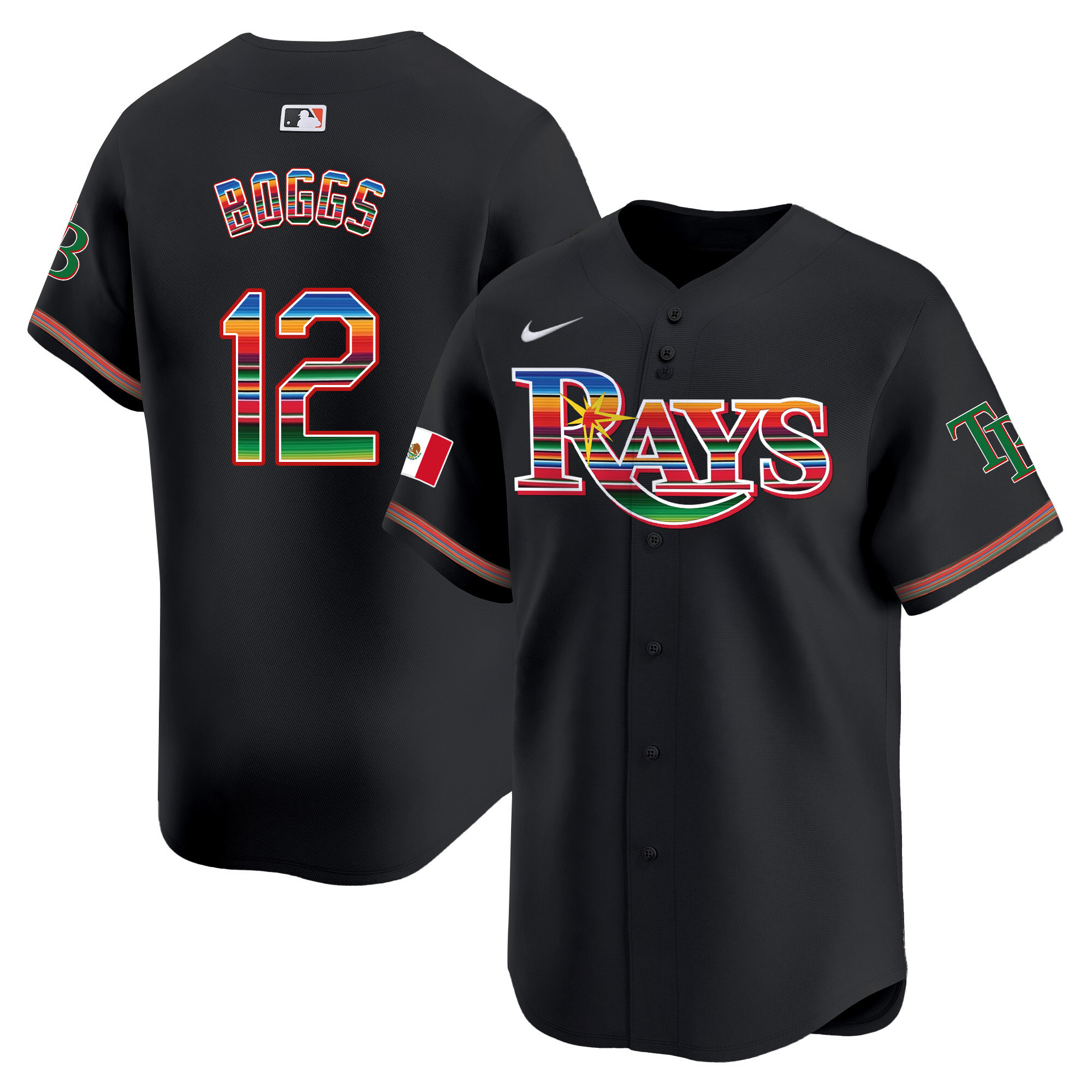 Wade Boggs Men's Tampa Bay Rays Mexico Vapor Premier Limited Black Jersey