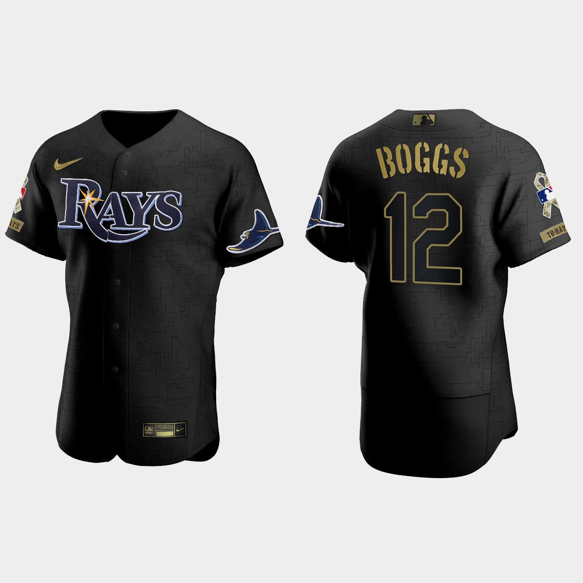 Wade Boggs Tampa Bay Rays Salute to Service Jersey - All Black