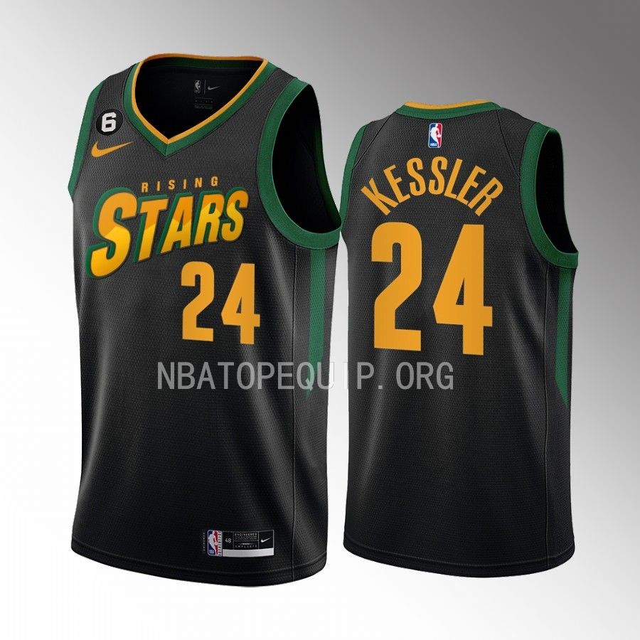 Walker Kessler Rising Stars Jersey Utah Jazz #24 Black Men's Uniform