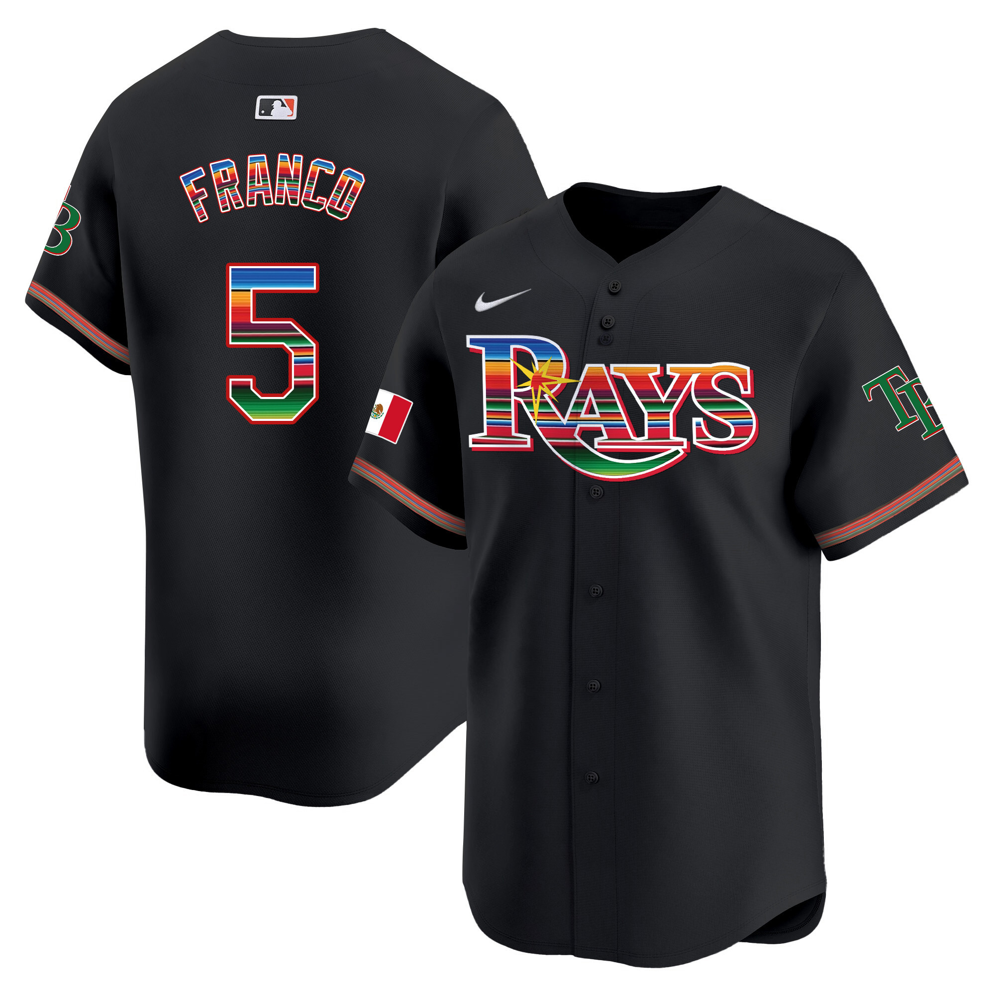 Wander Franco Men's Tampa Bay Rays Mexico Vapor Premier Limited Black Jersey