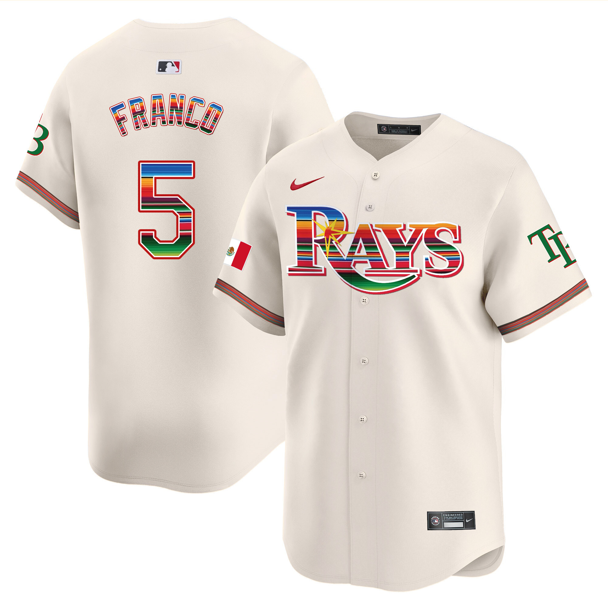 Wander Franco Men's Tampa Bay Rays Mexico Vapor Premier Limited Cream Jersey