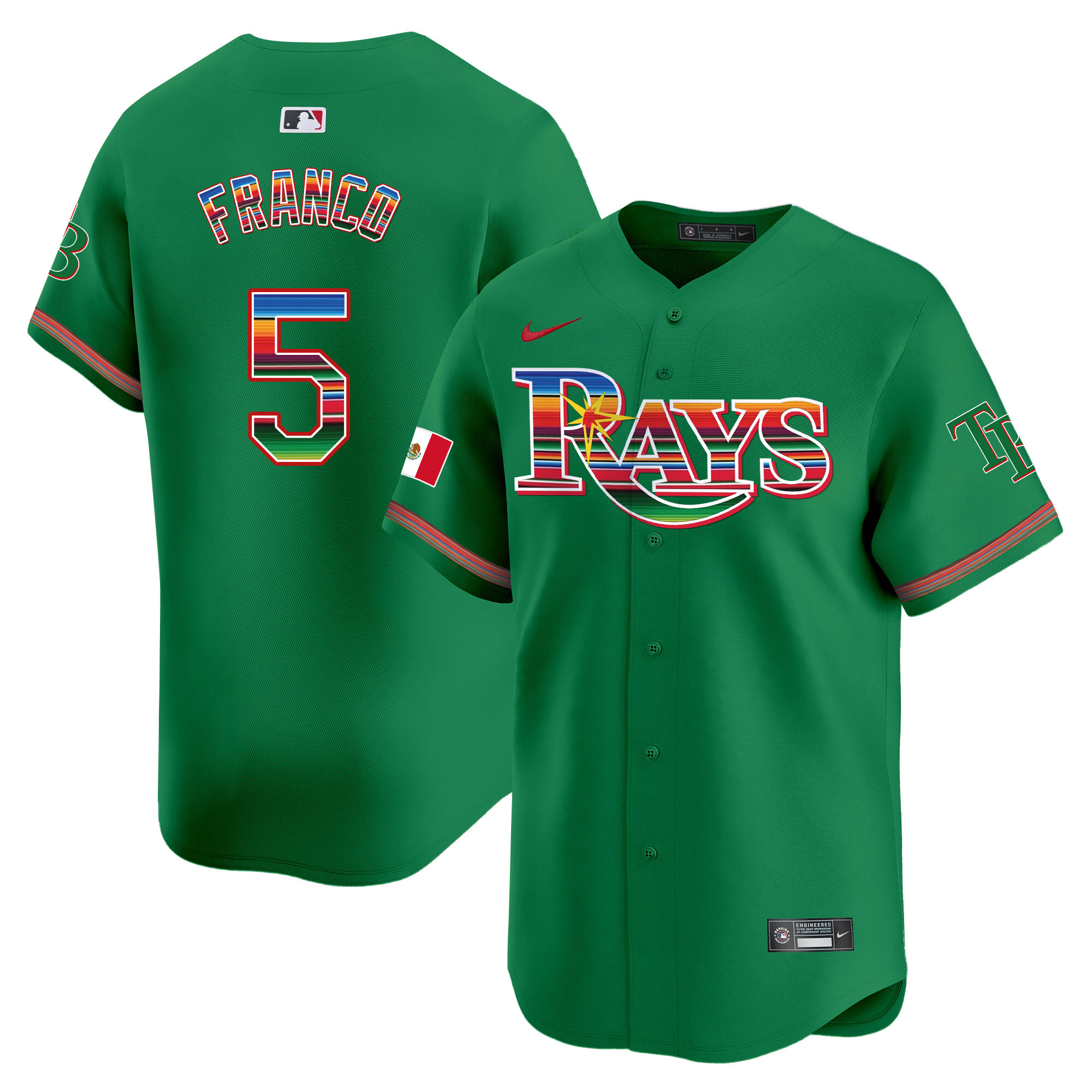 Wander Franco Men's Tampa Bay Rays Mexico Vapor Premier Limited Green Jersey