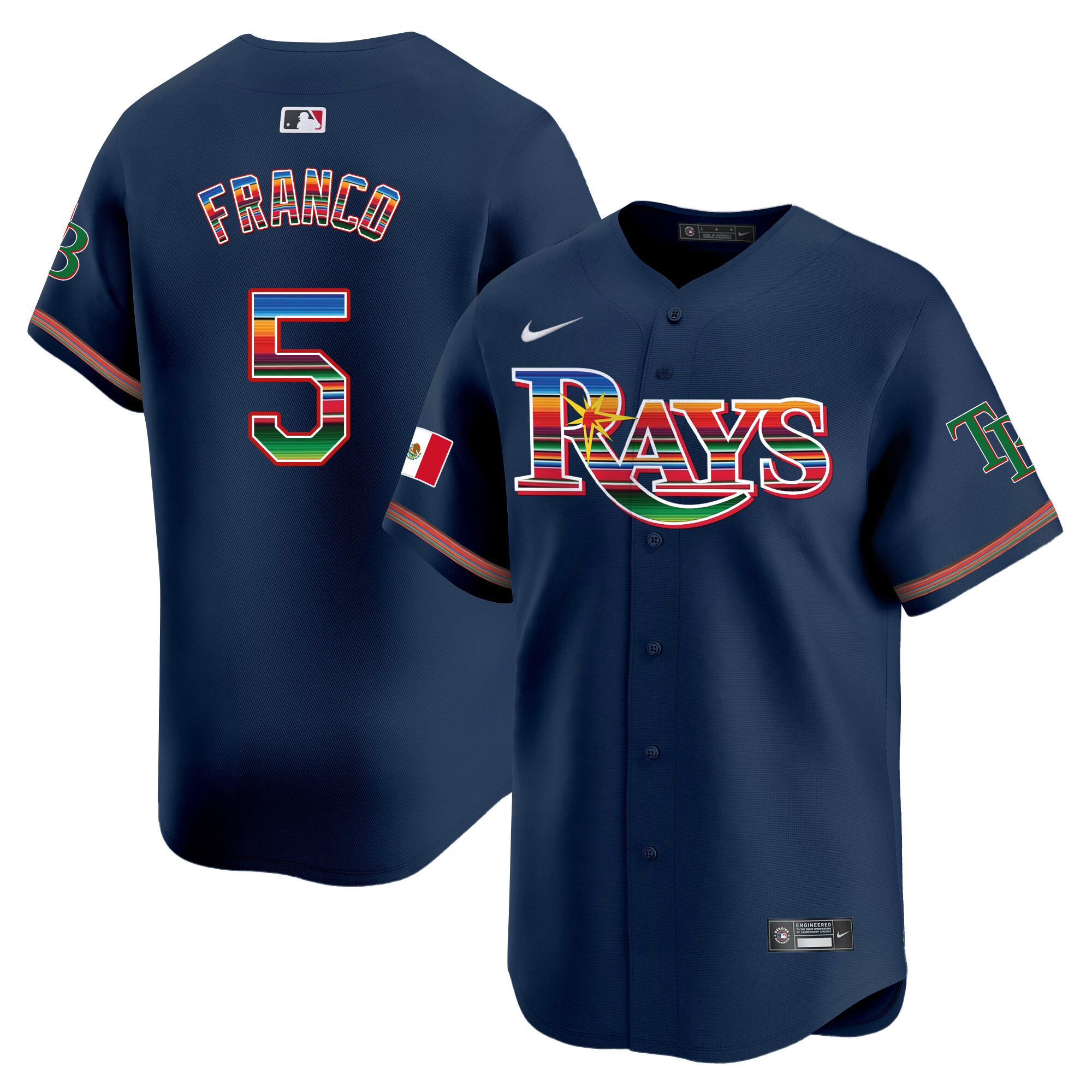 Wander Franco Men's Tampa Bay Rays Mexico Vapor Premier Limited Navy Jersey
