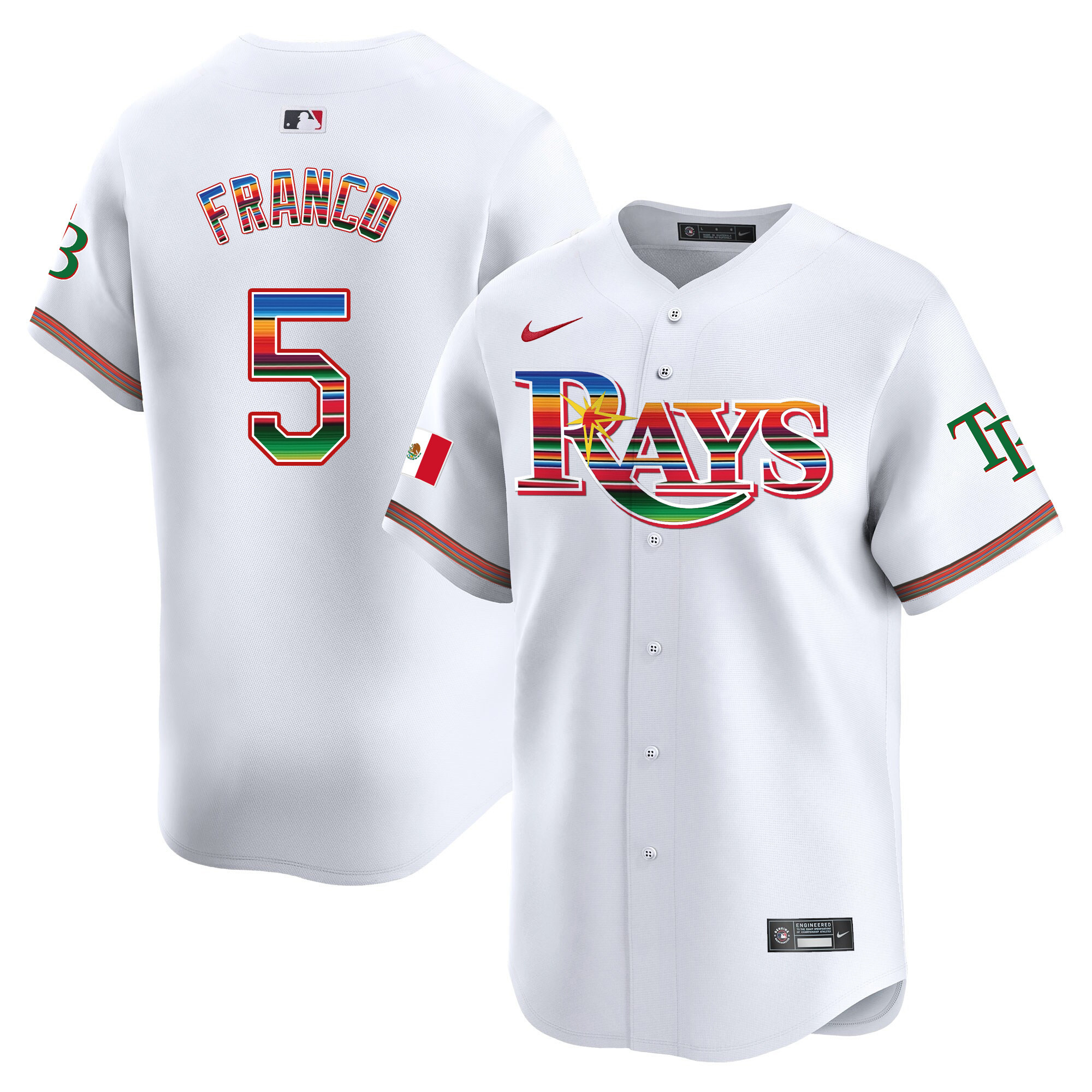 Wander Franco Men's Tampa Bay Rays Mexico Vapor Premier Limited White Jersey