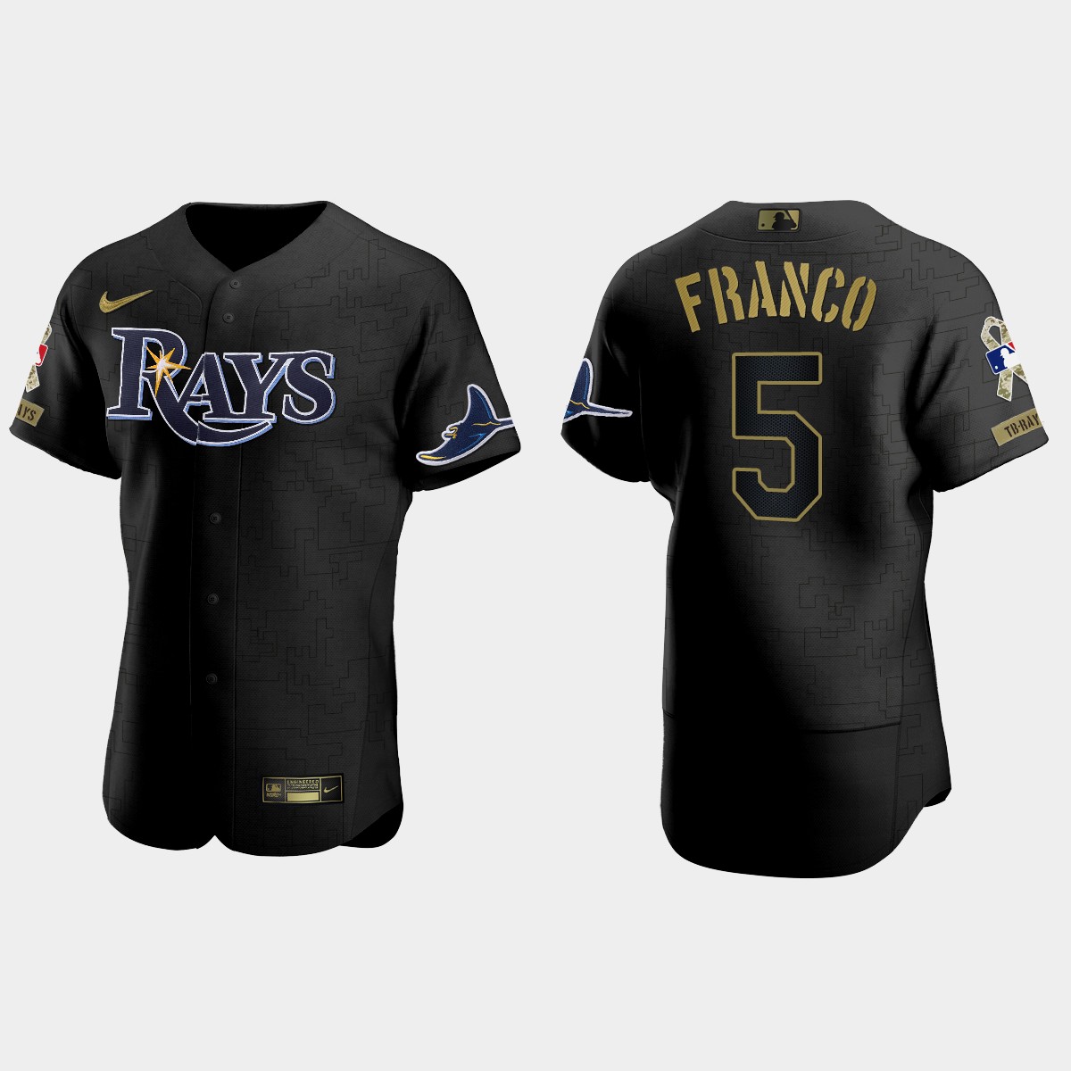 Wander Franco Tampa Bay Rays Salute to Service Jersey - All Black