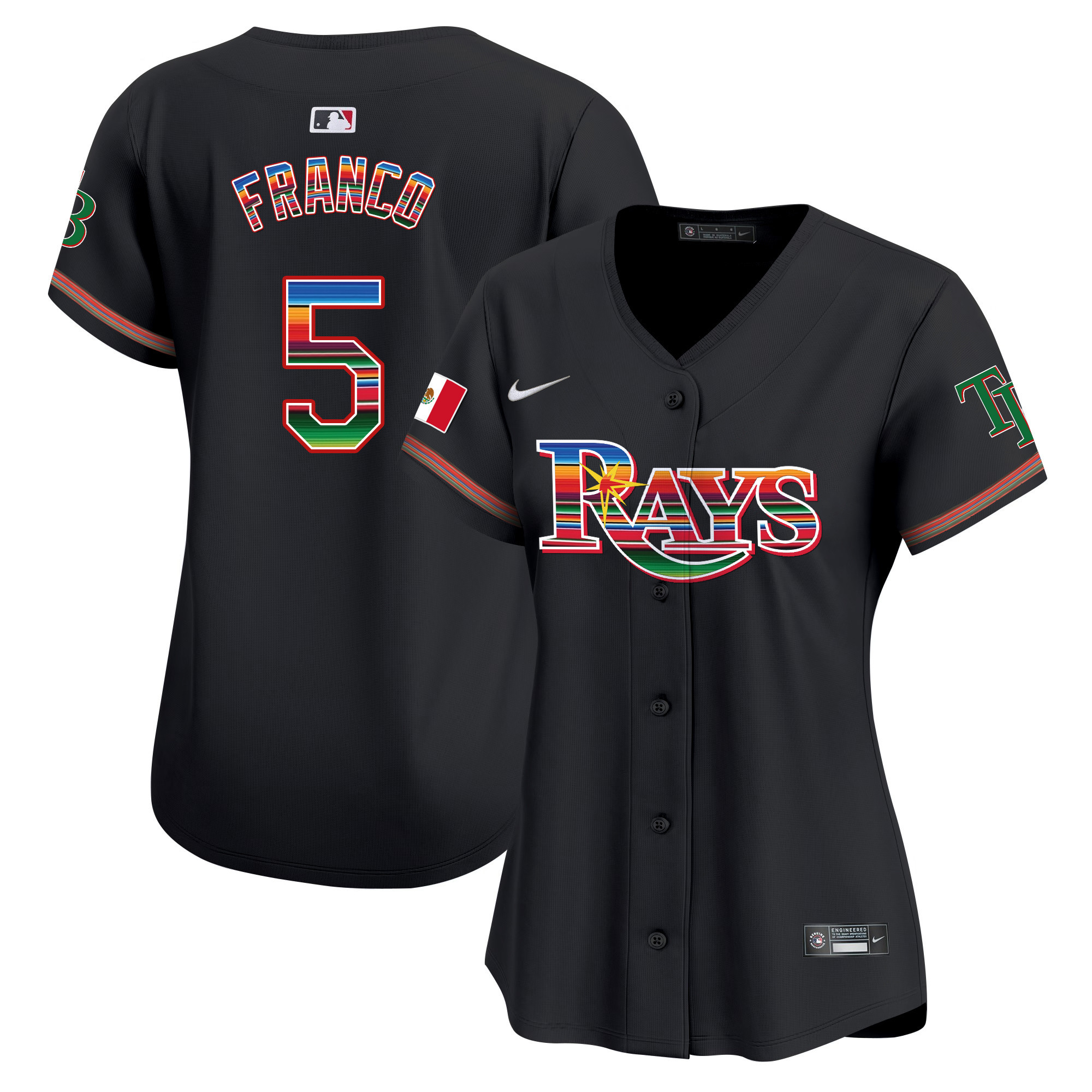 Wander Franco Women's Tampa Bay Rays Mexico Vapor Premier Limited Black Jersey