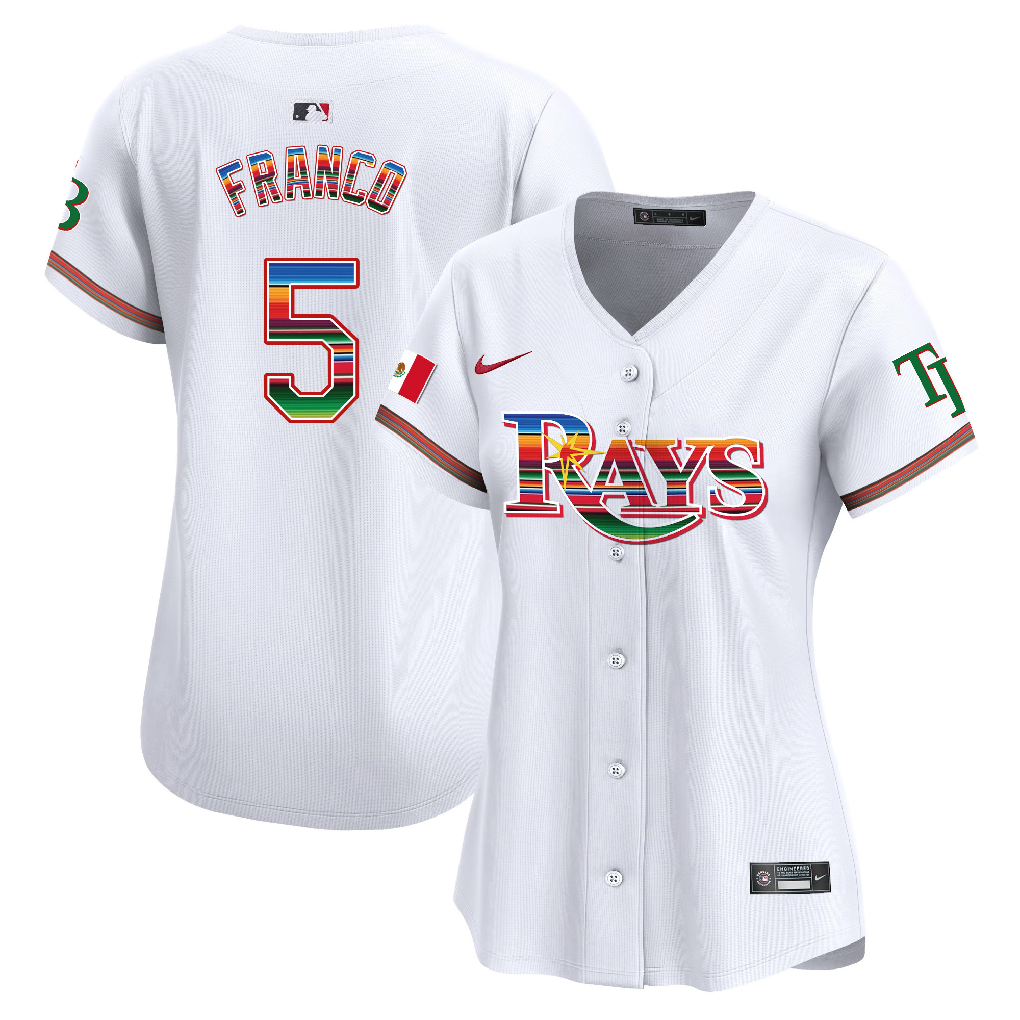 Wander Franco Women's Tampa Bay Rays Mexico Vapor Premier Limited White Jersey