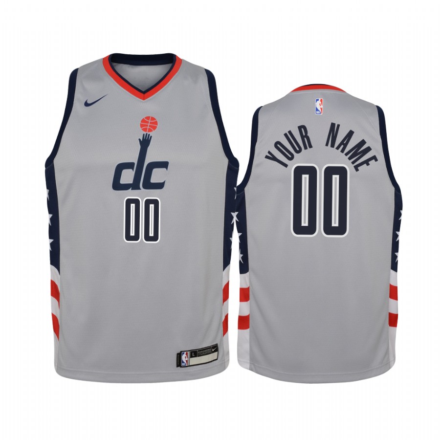 Washington Wizards Custom  City Gray Youth Jersey - #00