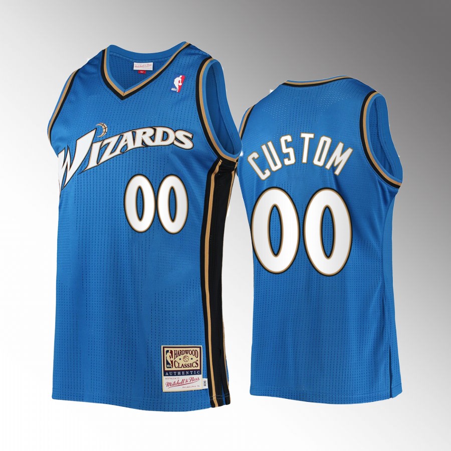Washington Wizards Custom Blue Hardwood Classics Men Jersey