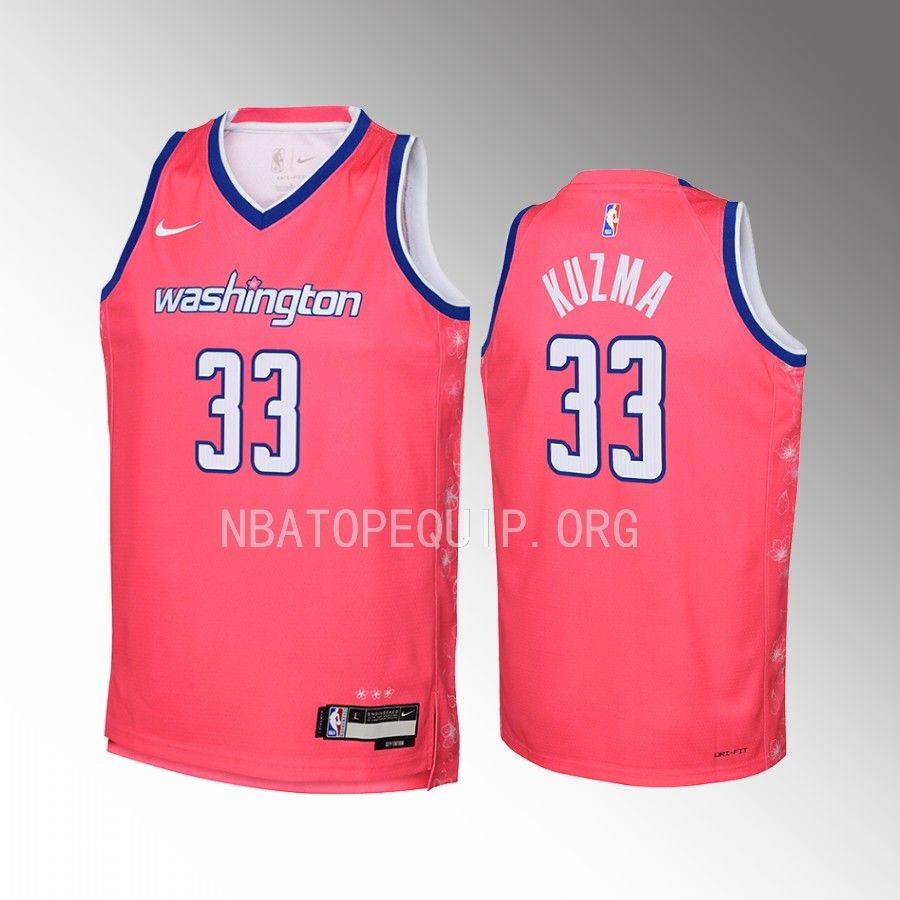 Washington Wizards Kyle Kuzma City Edition Pink Youth Jersey Swingman #33