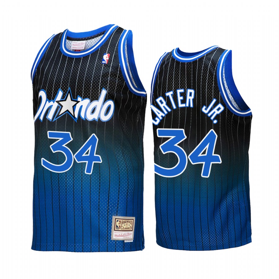 Wendell Carter Jr. #34 Orlando Magic Fadeaway Royal Black Hardwood Classics Jersey