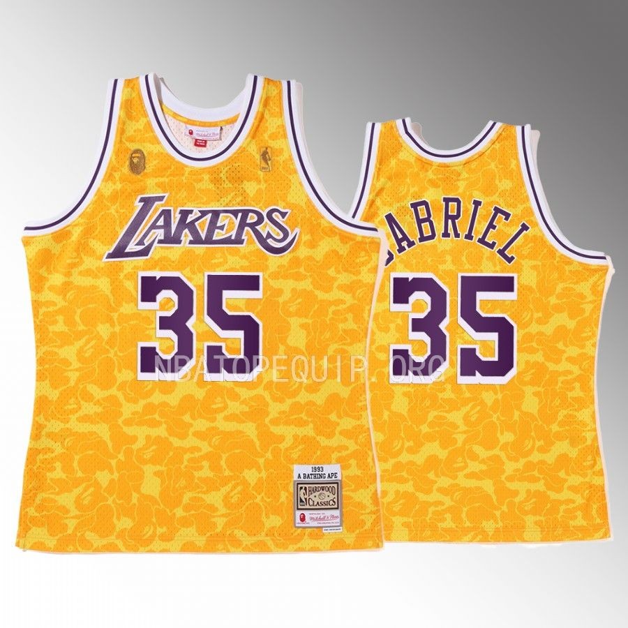 Wenyen Gabriel BAPE Los Angeles Lakers Jersey Camo Tanktop Gold Men's jersey