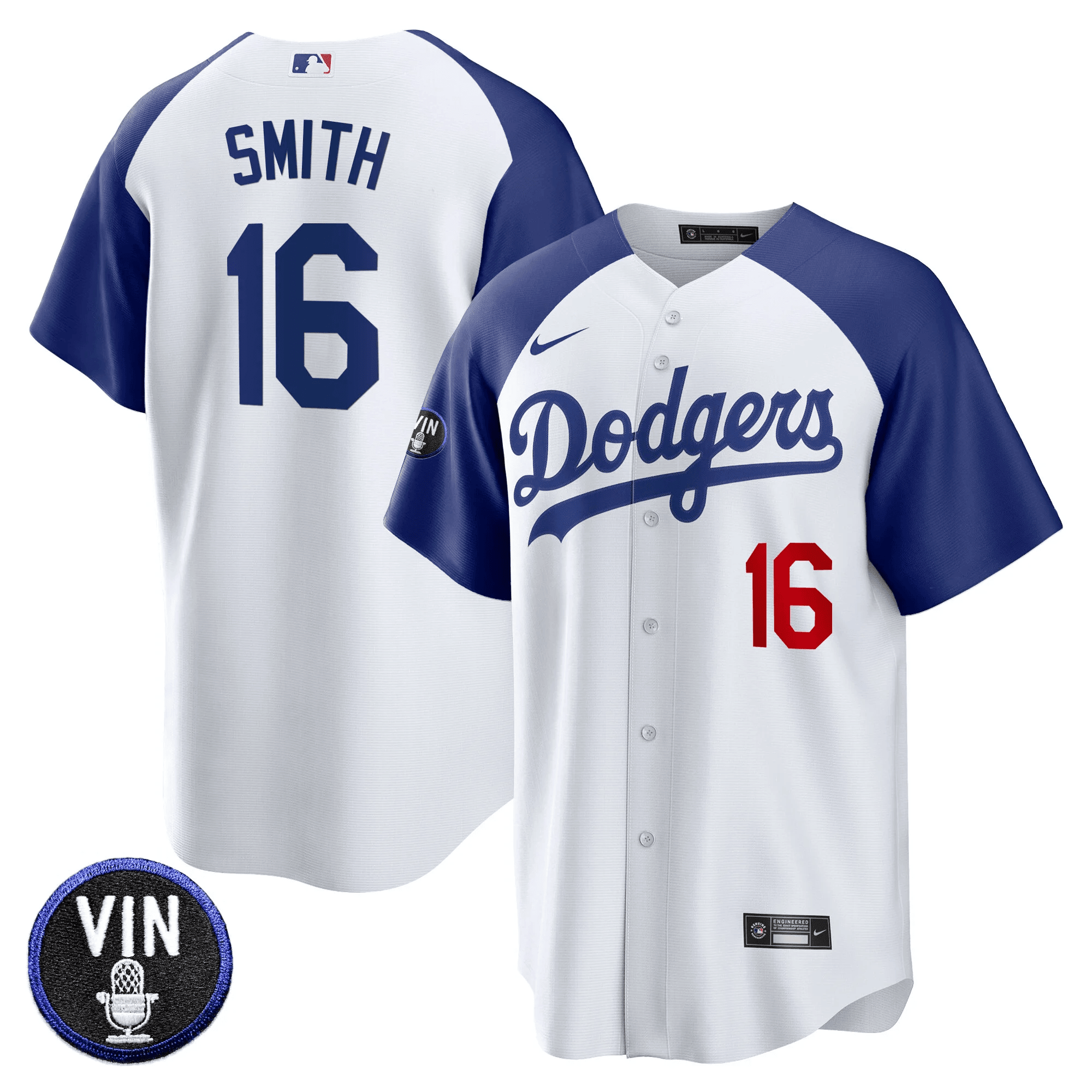 Will Smith Men's Los Angeles Dodgers Vin Scully Patch Cool Base Alternate White Jersey