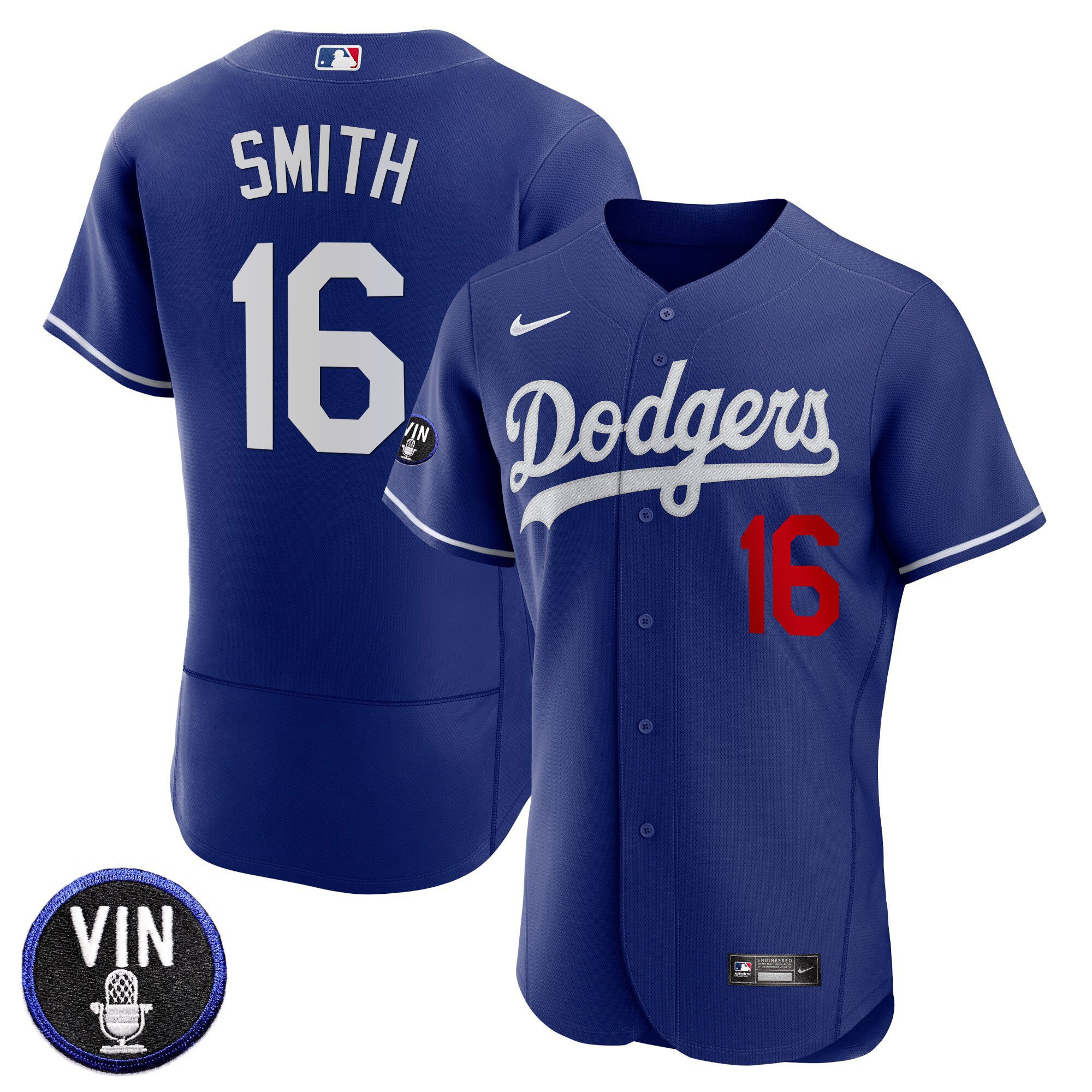 Will Smith Men's Los Angeles Dodgers Vin Scully Patch Flex Base Royal Jersey