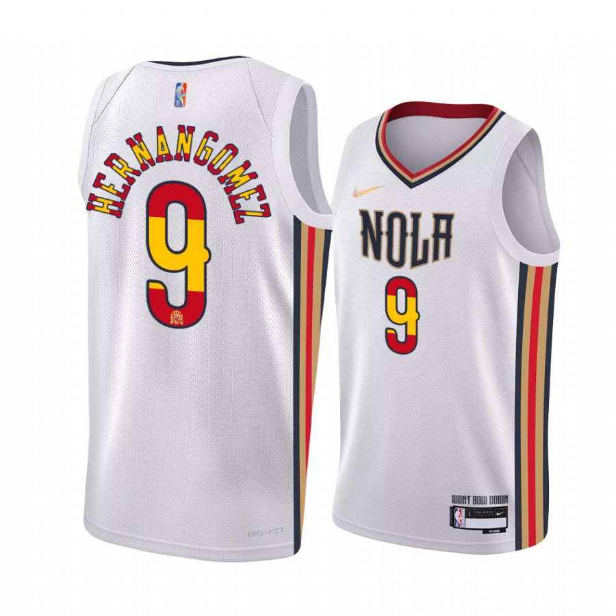 Willy Hernangomez Spain Flag Edition New Orleans Pelicans #9 White Jersey Special