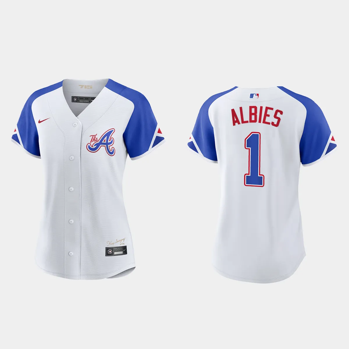 Women Atlanta Braves Ozzie Albies White City Connect Jersey