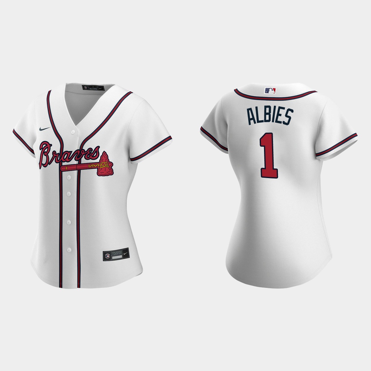 Women Atlanta Braves Ozzie Albies White Jersey