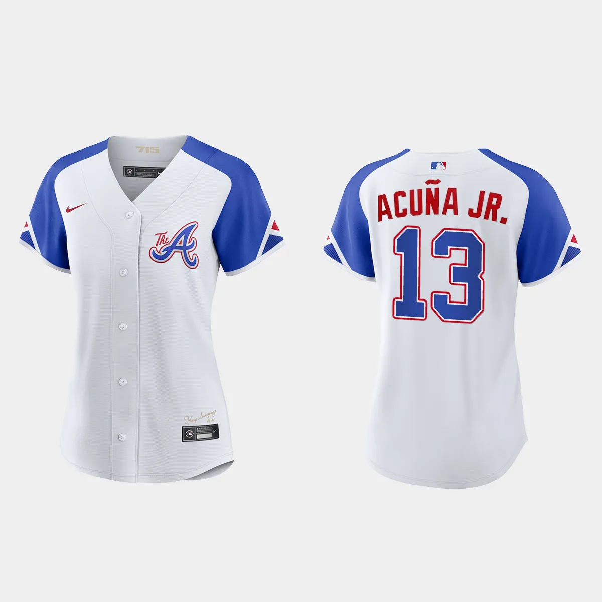 Women Atlanta Braves Ronald Acuna Jr. White City Connect Jersey