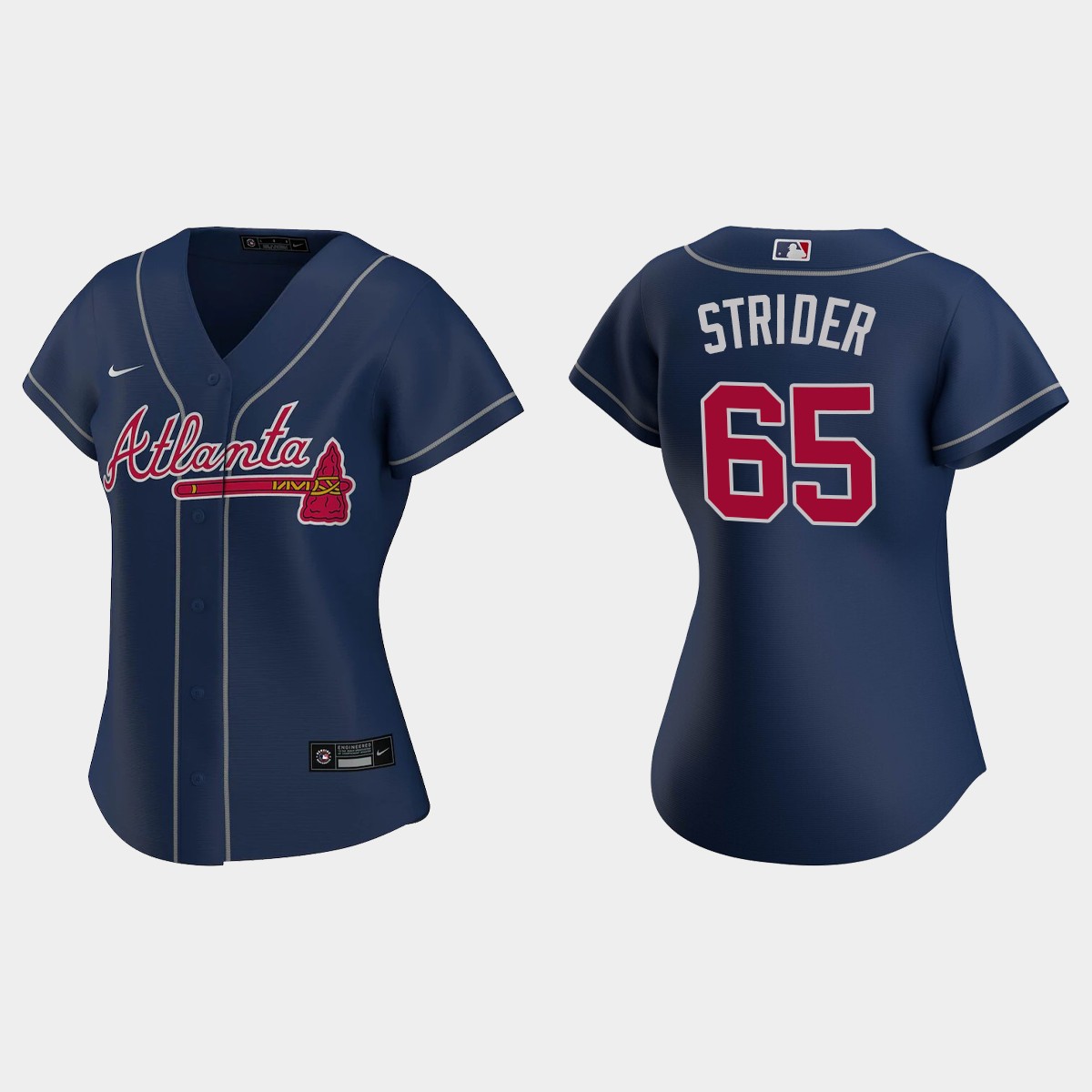 Women Atlanta Braves Spencer Strider Navy Jersey