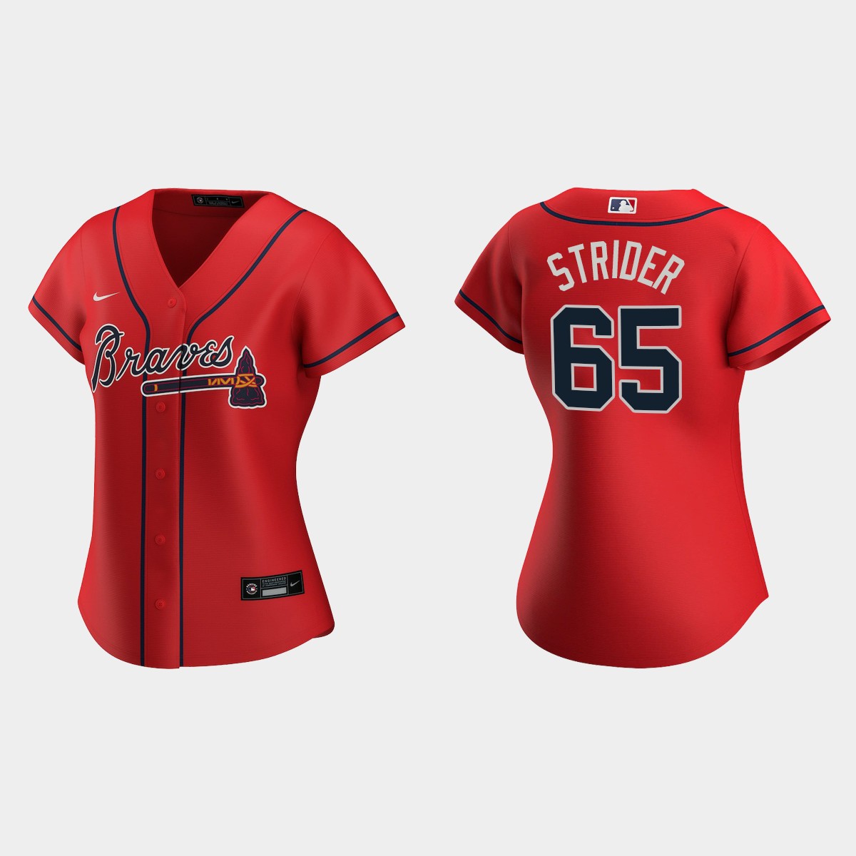 Women Atlanta Braves Spencer Strider Red Jersey