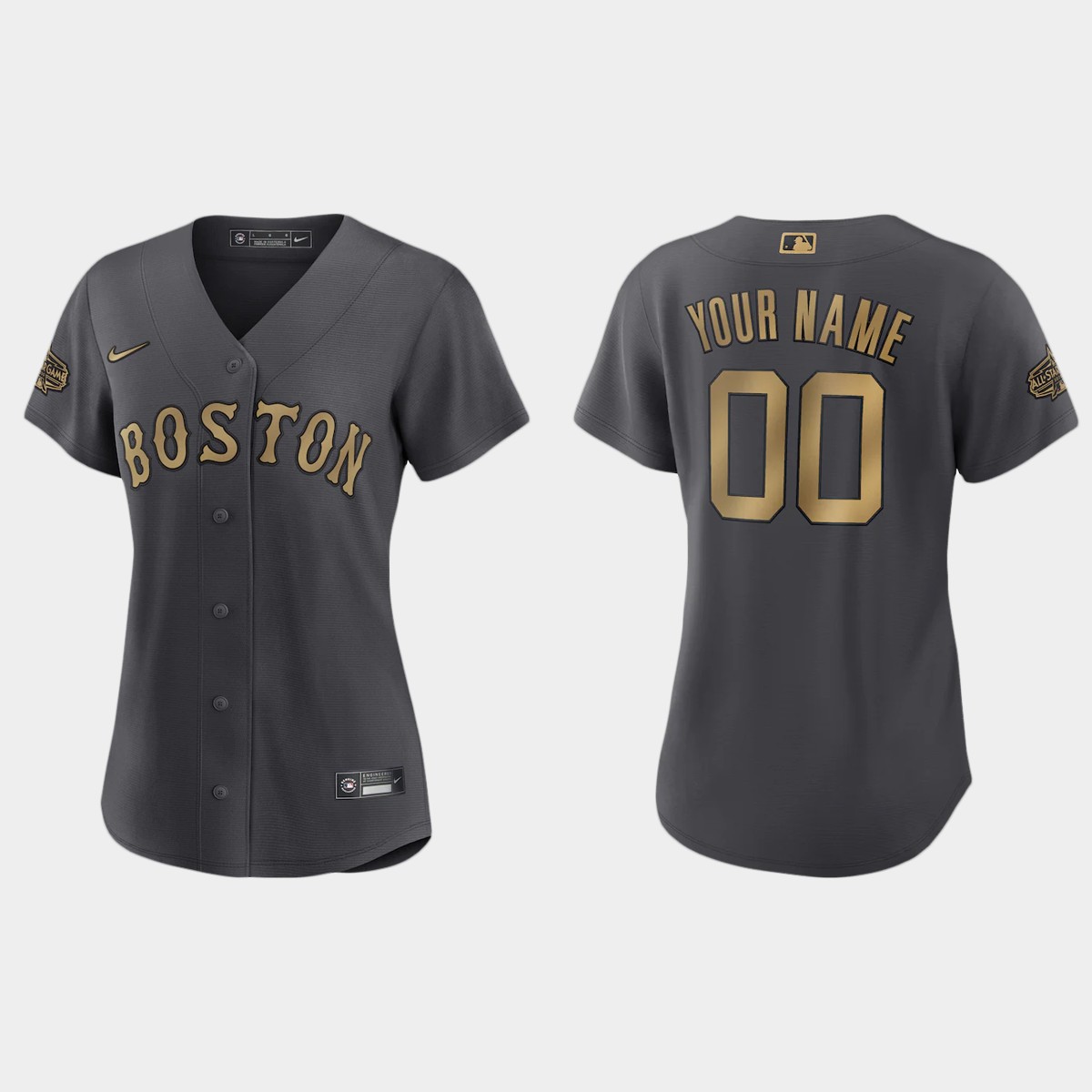 Women Boston Red Sox Custom Charcoal All-Star Game Jersey