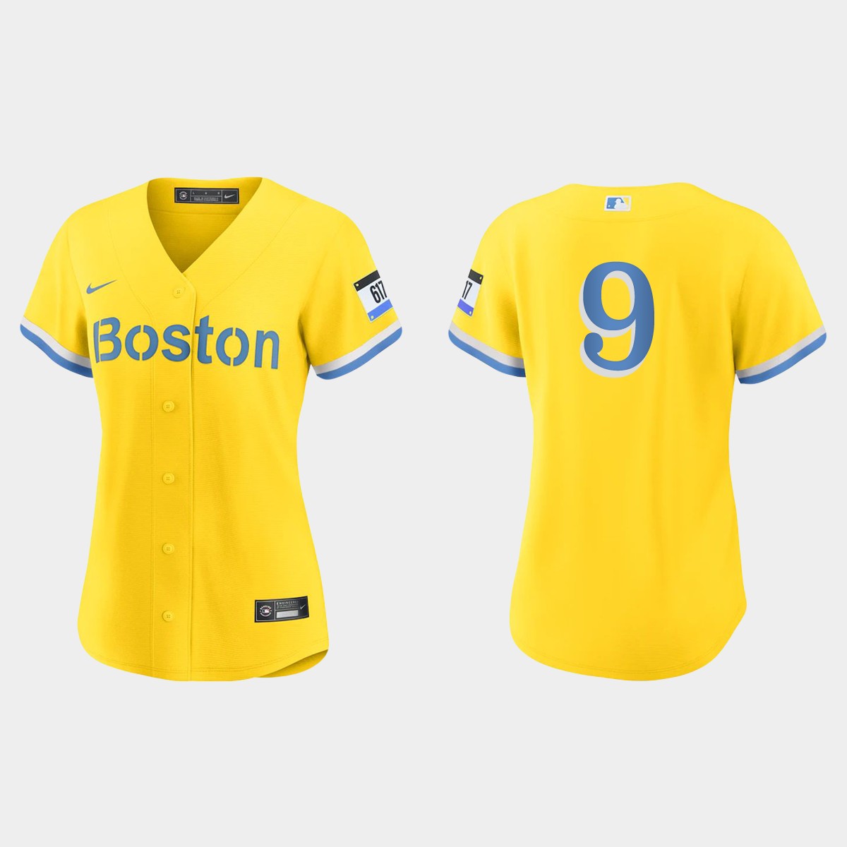 Women Boston Red Sox Ted Williams Gold Light Blue City Connect Jersey