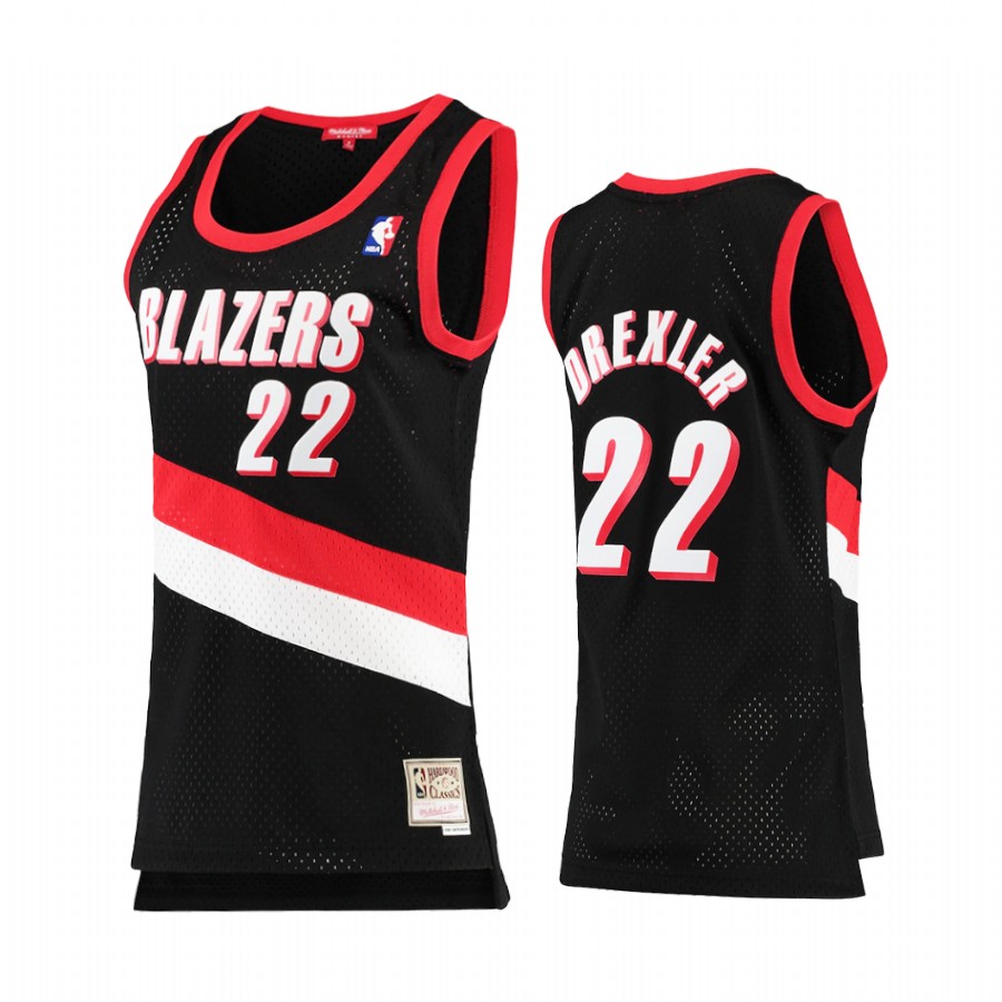 Women Clyde Drexler #22 Portland Trail Blazers Black 1991-92 Hardwood Classics Jersey