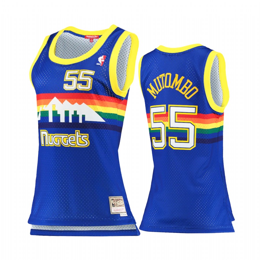 Women Dikembe Mutombo #55 Denver Nuggets Royal 1991-92 Hardwood Classics Jersey