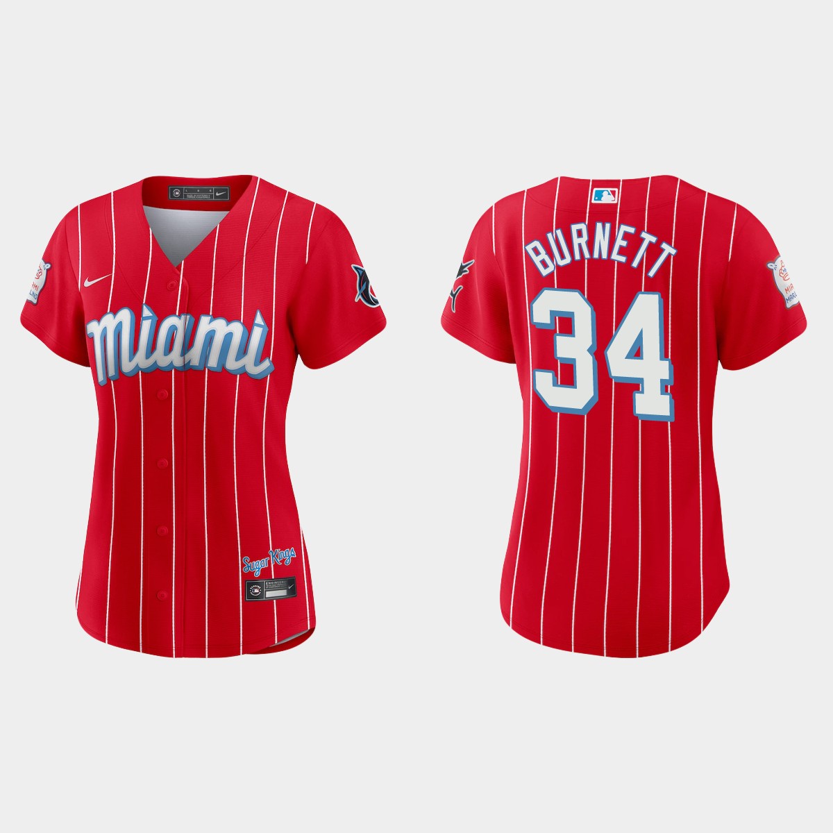 Women Miami Marlins A.J. Burnett Red City Connect Jersey