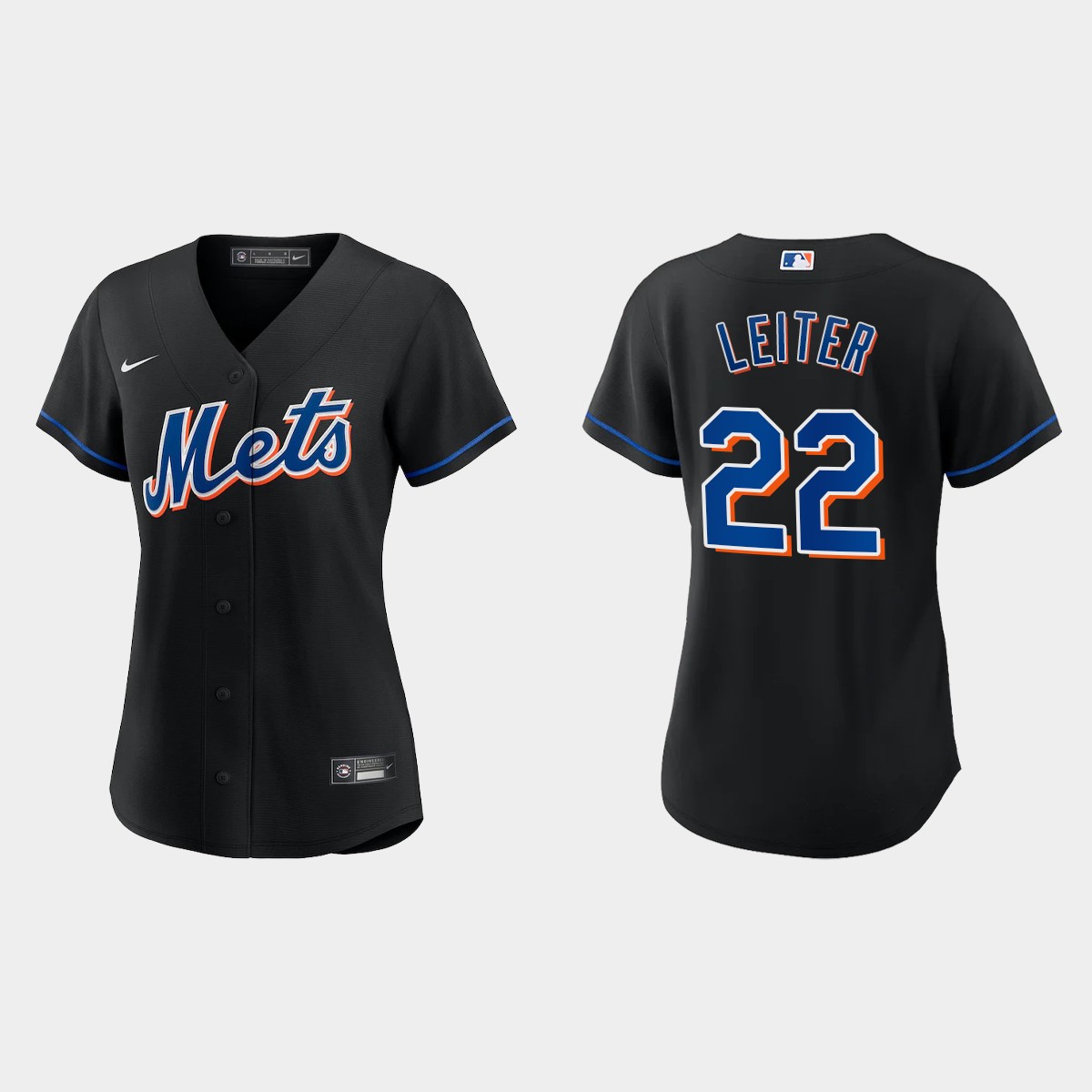 Women New York Mets Al Leiter Black Alternate Jersey