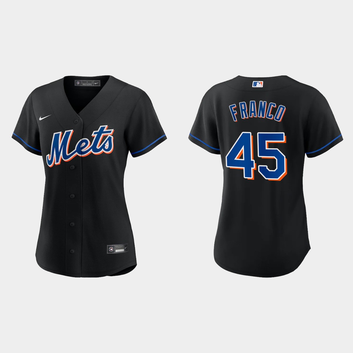 Women New York Mets John Franco Black Alternate Jersey